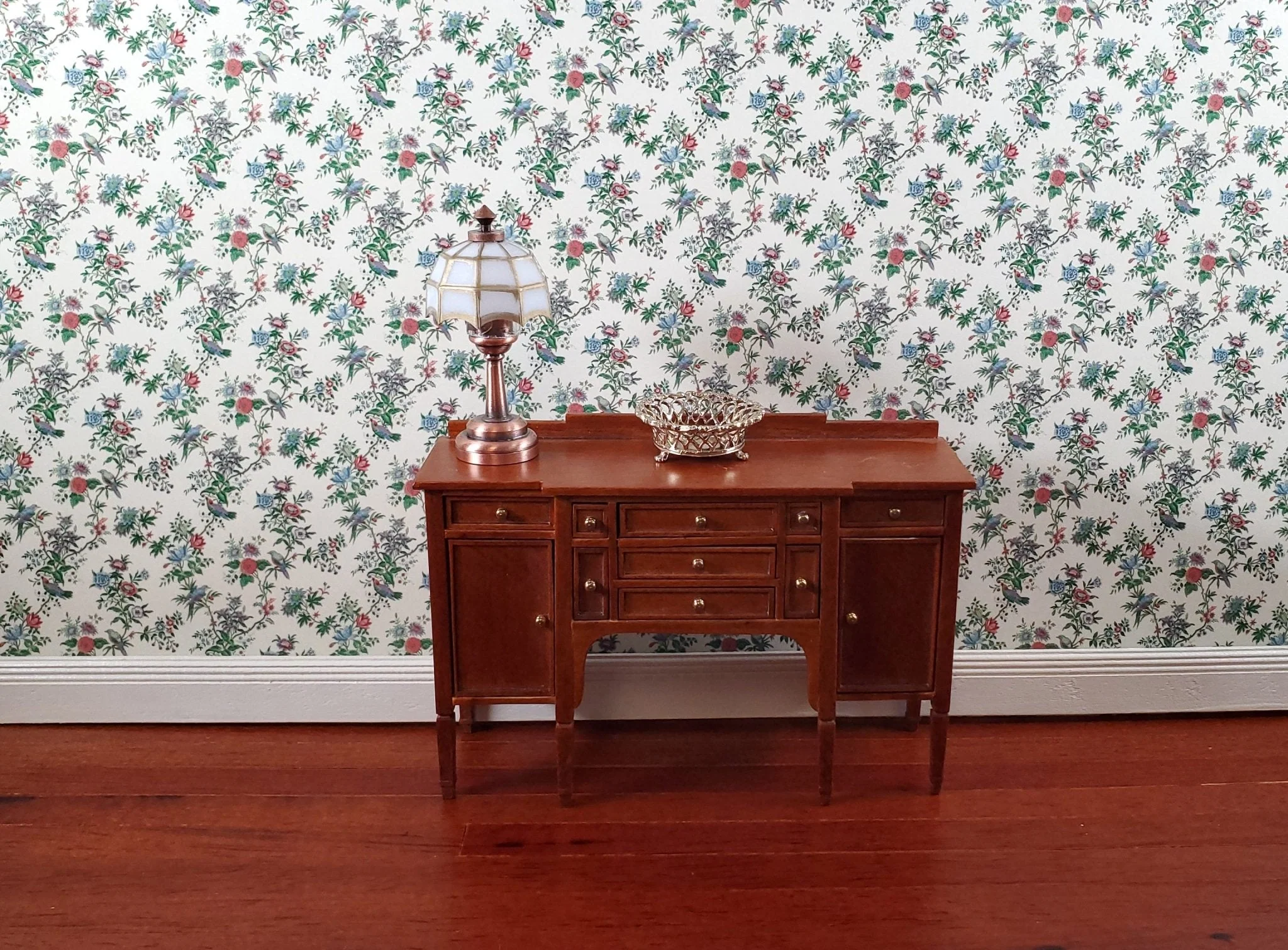 Dollhouse Wallpaper Vintage Garden Birds Floral Bradbury & Bradbury 1:12 Scale - Image 3