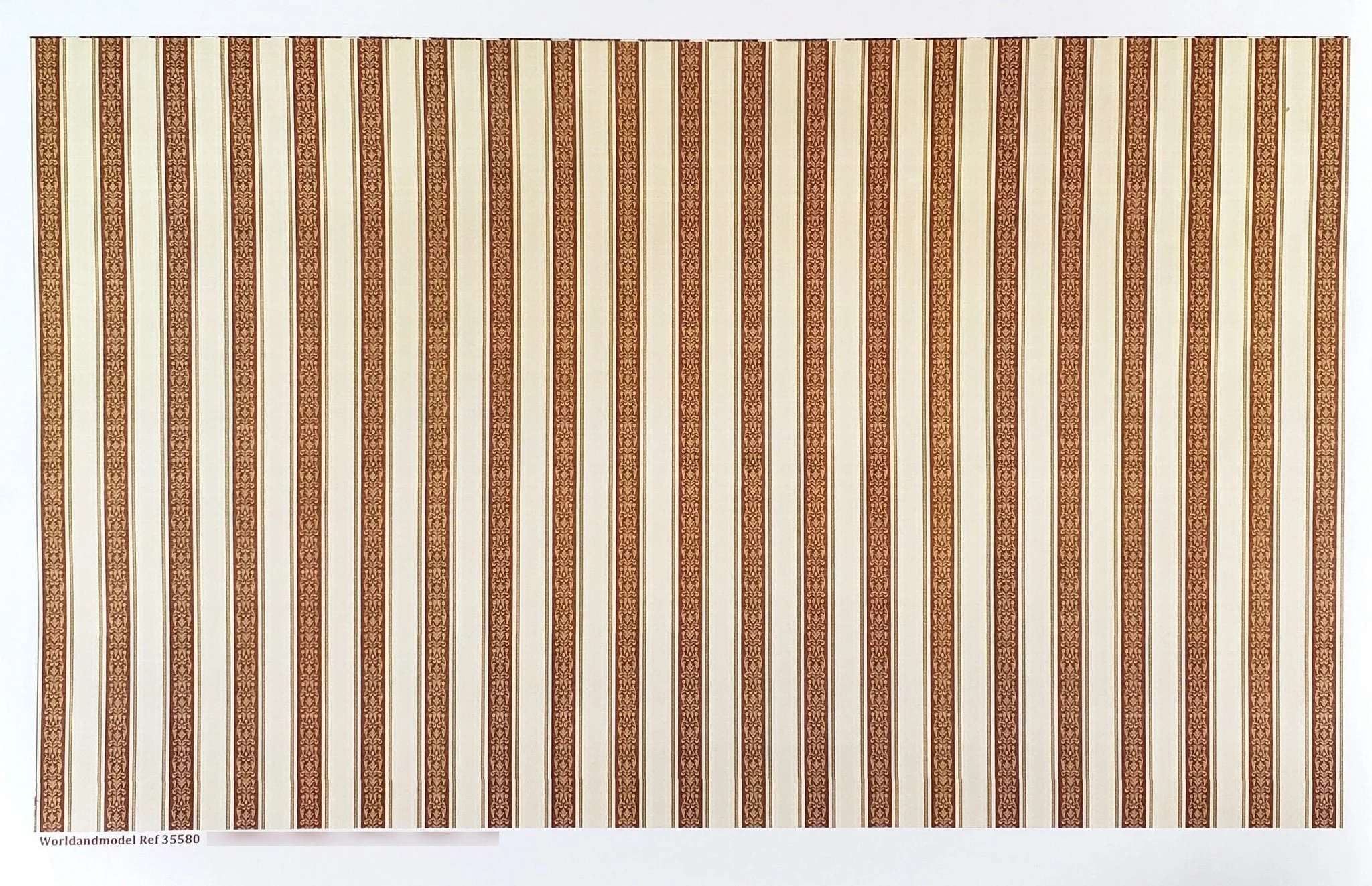 Dollhouse Wallpaper Wide Stripes Rust Beige Gold 1:12 Scale World Model 35580 - Image 2
