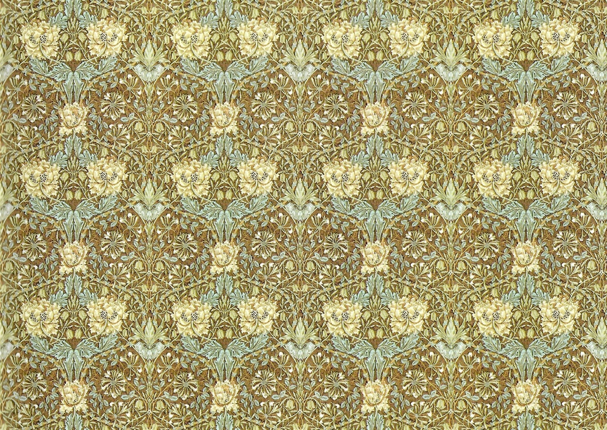 Dollhouse Wallpaper William Morris Art Nouveau Brown Teal Floral 1:12 Scale Itsy Bitsy