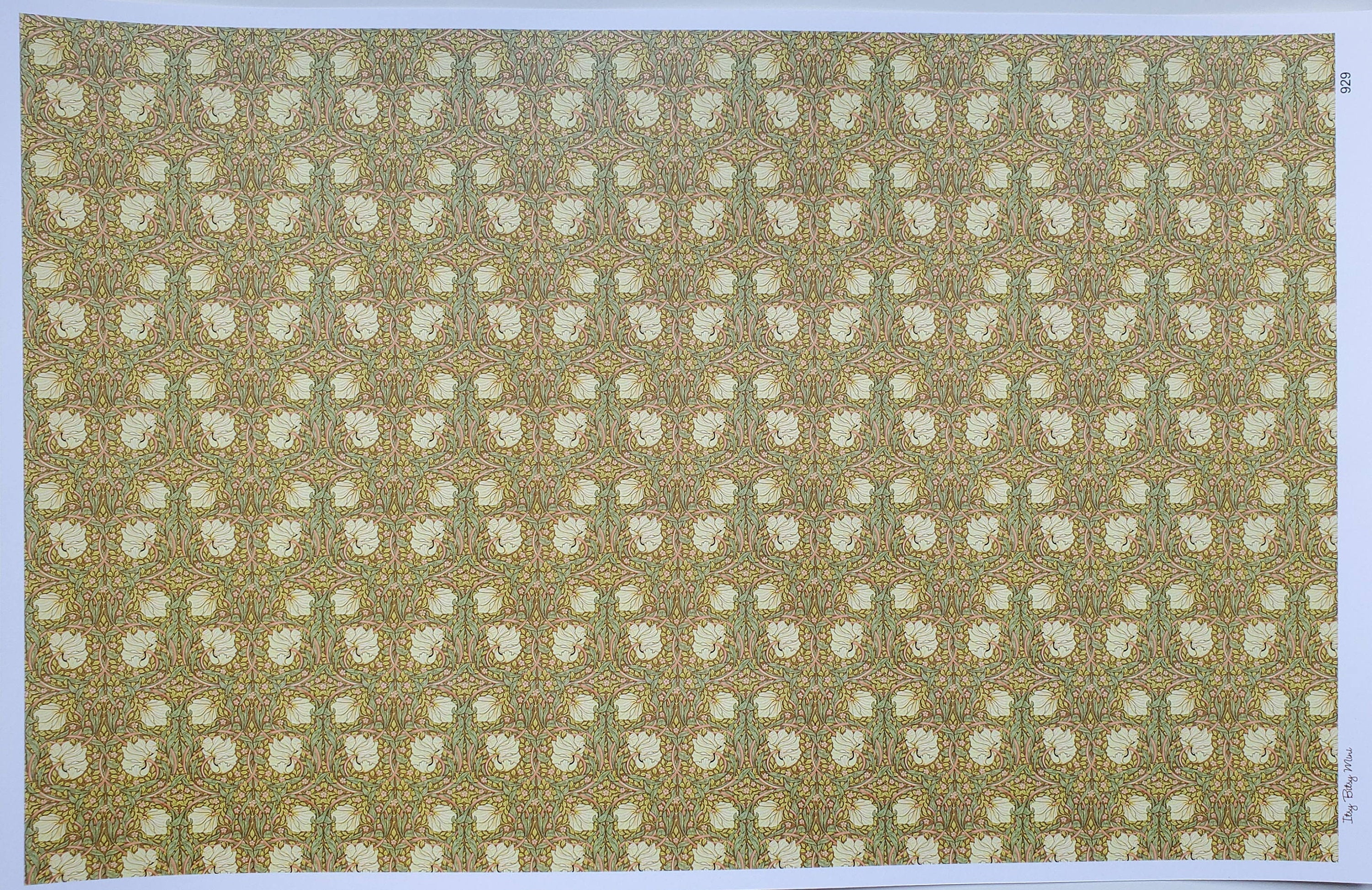 Dollhouse Wallpaper William Morris Art Nouveau Pimpernel Brown Floral 1:12 Scale Itsy Bitsy - Image 2