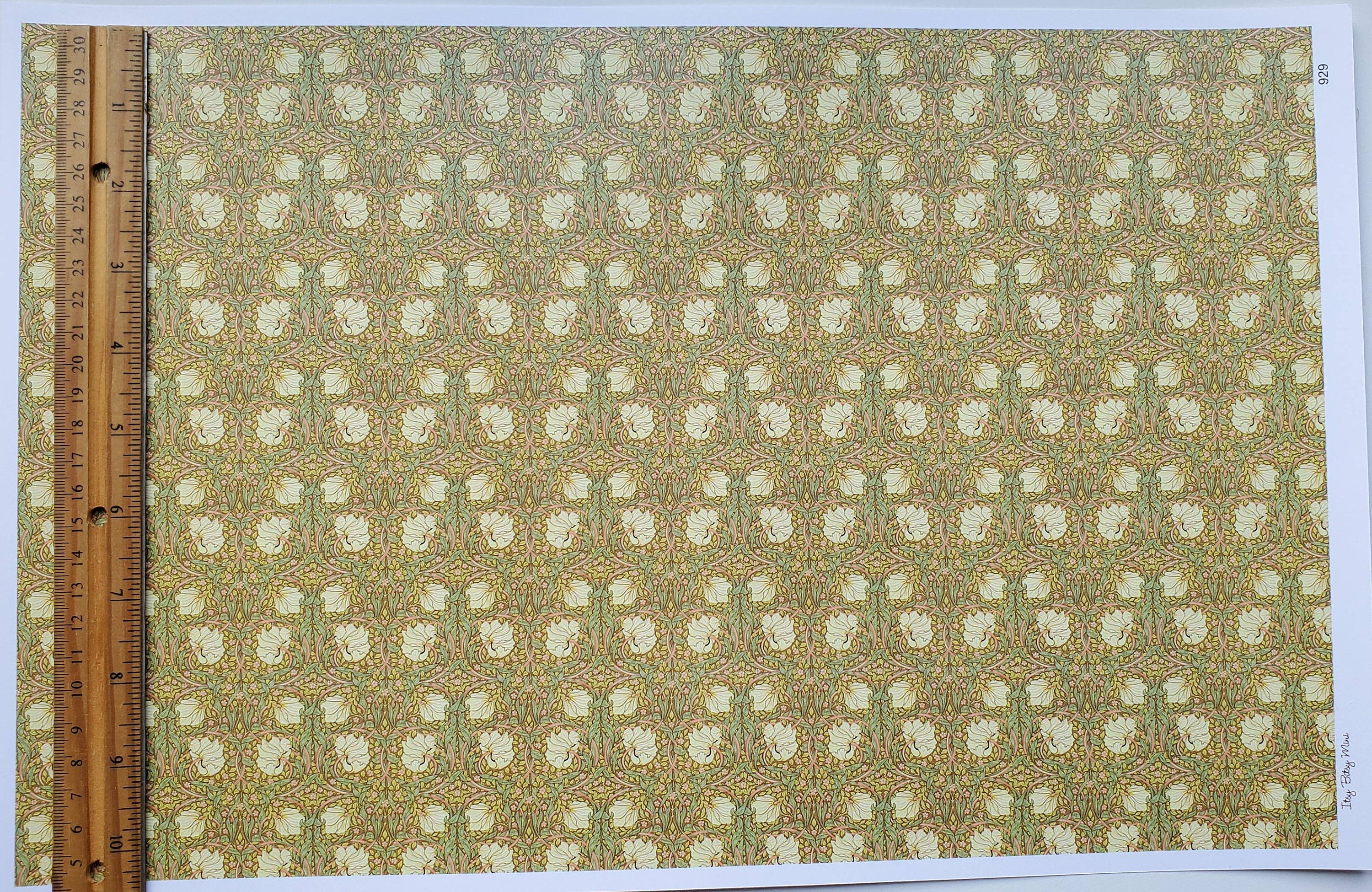 Dollhouse Wallpaper William Morris Art Nouveau Pimpernel Brown Floral 1:12 Scale Itsy Bitsy - Image 3