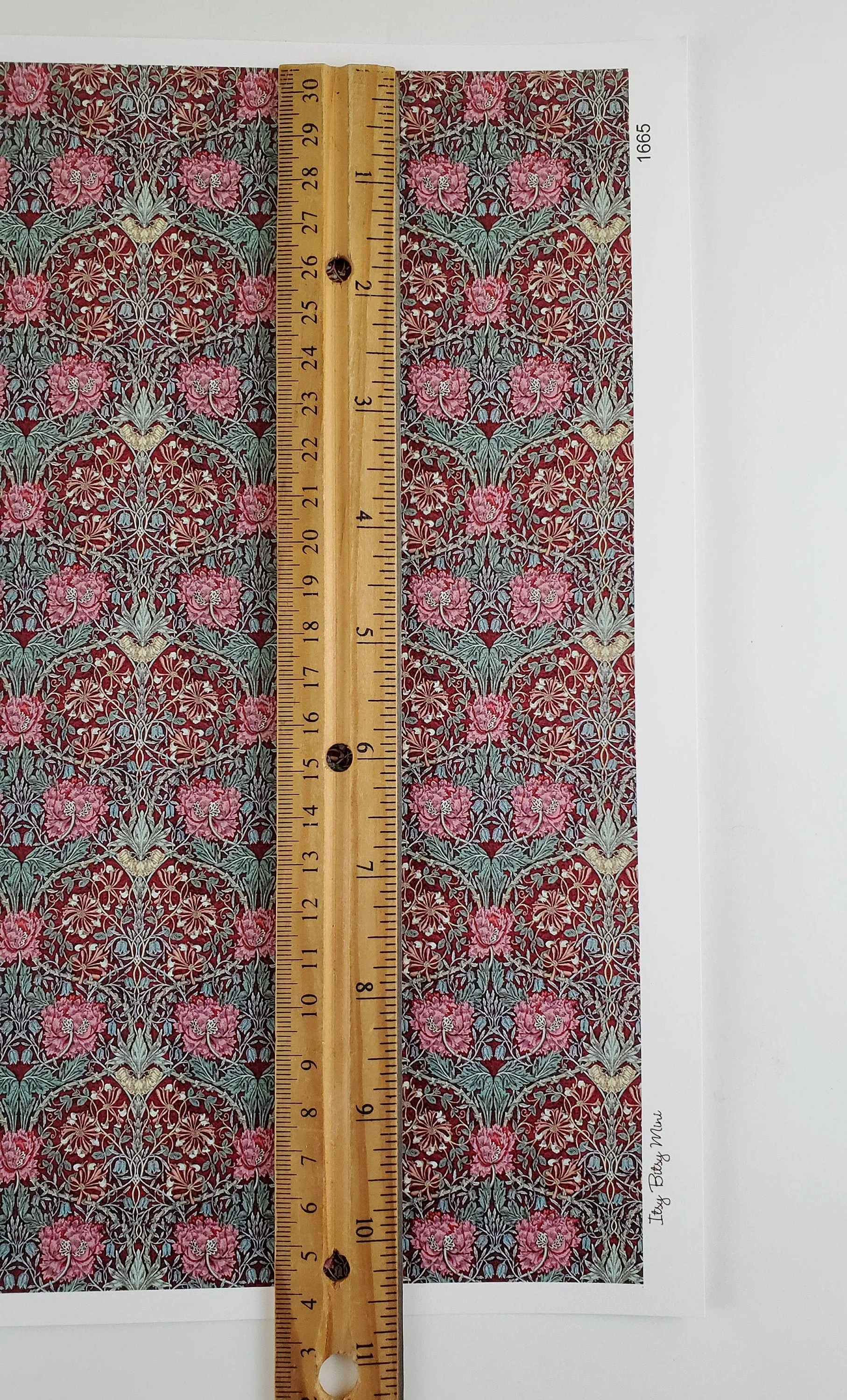 Dollhouse Wallpaper William Morris Art Nouveau Plum Burgundy Floral 1:12 Scale Itsy Bitsy - Image 3