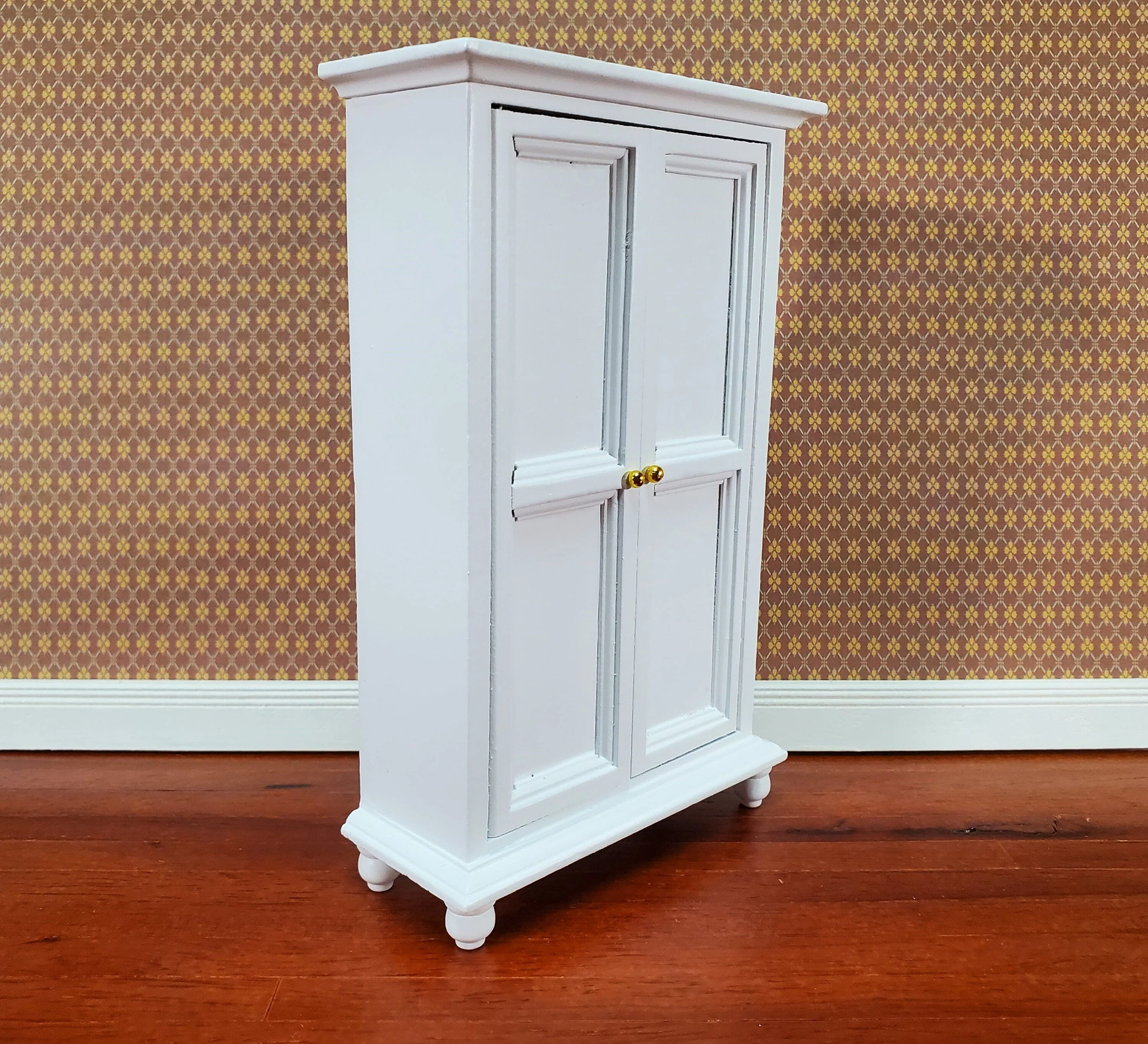 Dollhouse Wardrobe Armoire Closet Large Furniture 1:12 Scale Miniature White Wood - Image 2