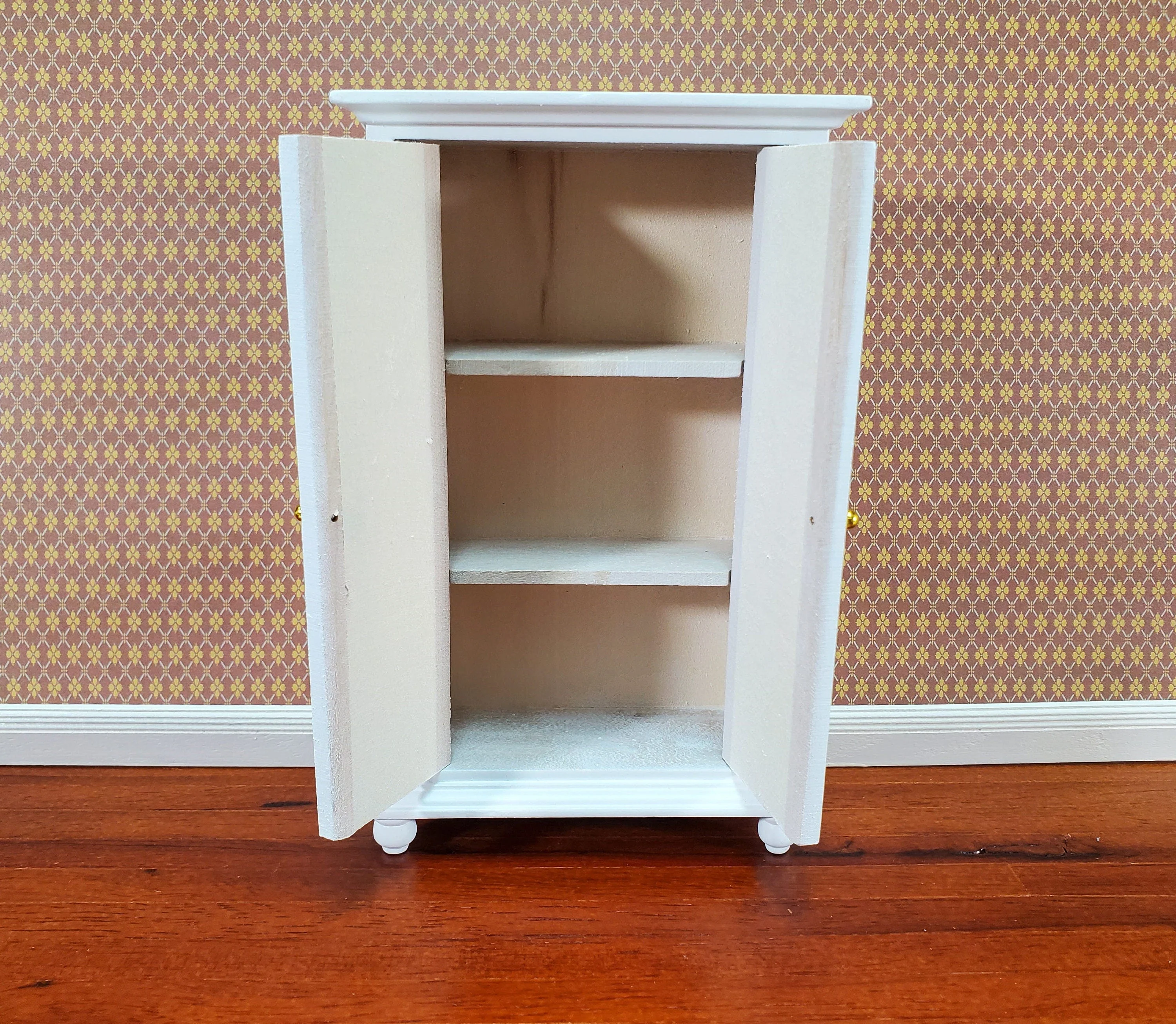 Dollhouse Wardrobe Armoire Closet Large Furniture 1:12 Scale Miniature White Wood - Image 3