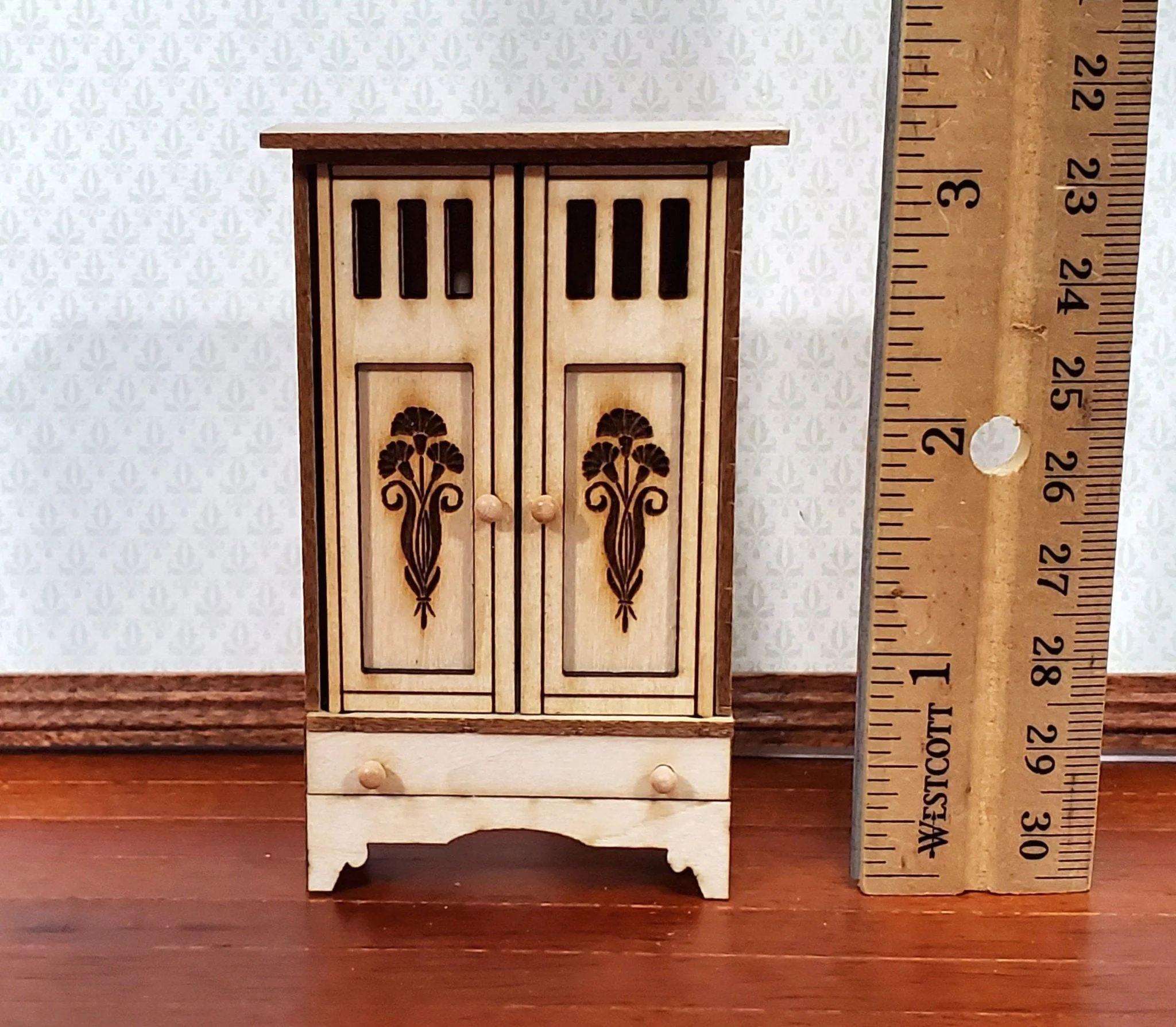 Dollhouse Wardrobe HALF SCALE Arts & Crafts Style Miniature Kit 1:24 Scale DIY - Image 6