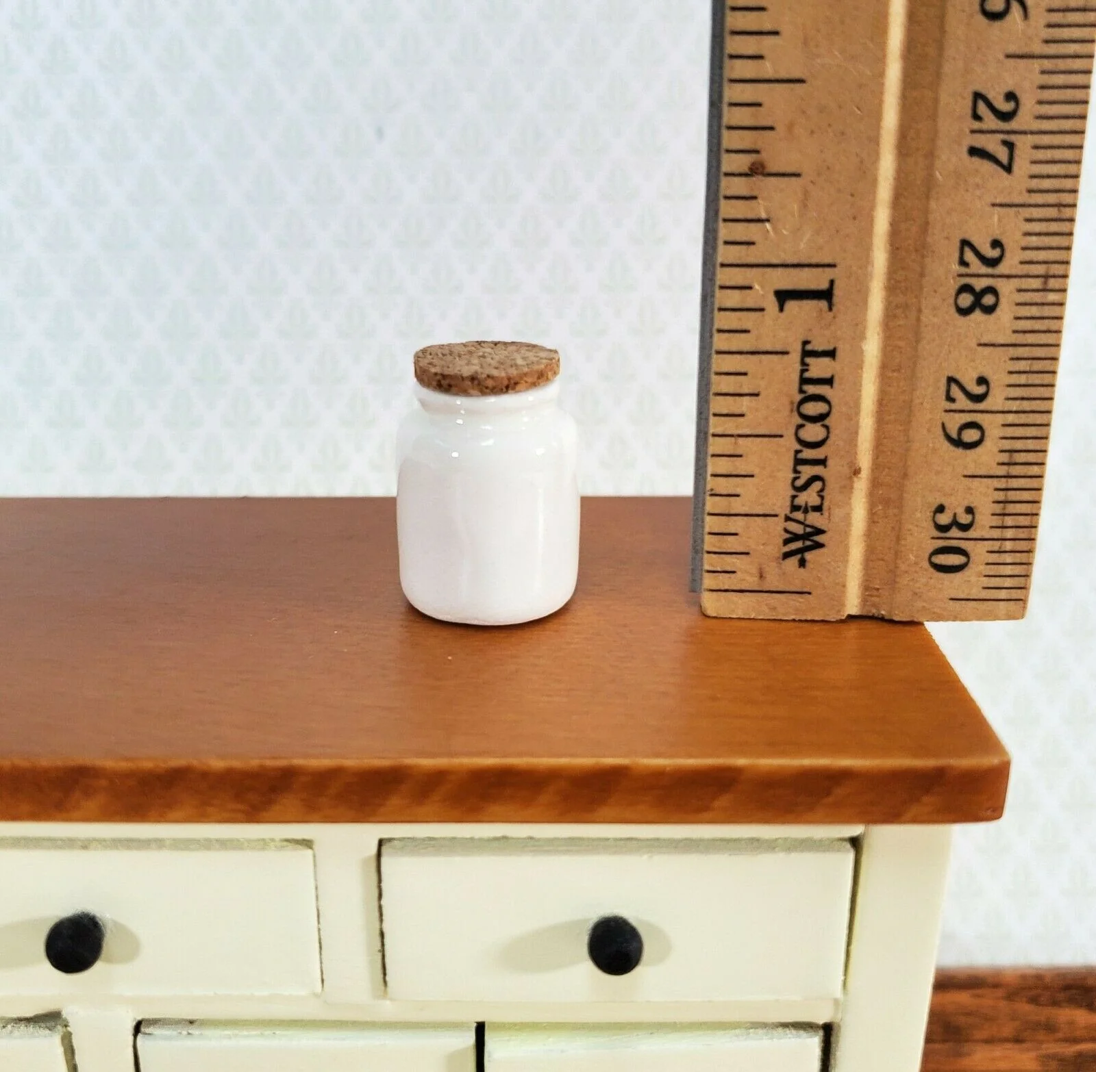 Dollhouse White Crock Cork Top Ceramic 1:12 Scale Miniature Handmade Kitchen - Image 3