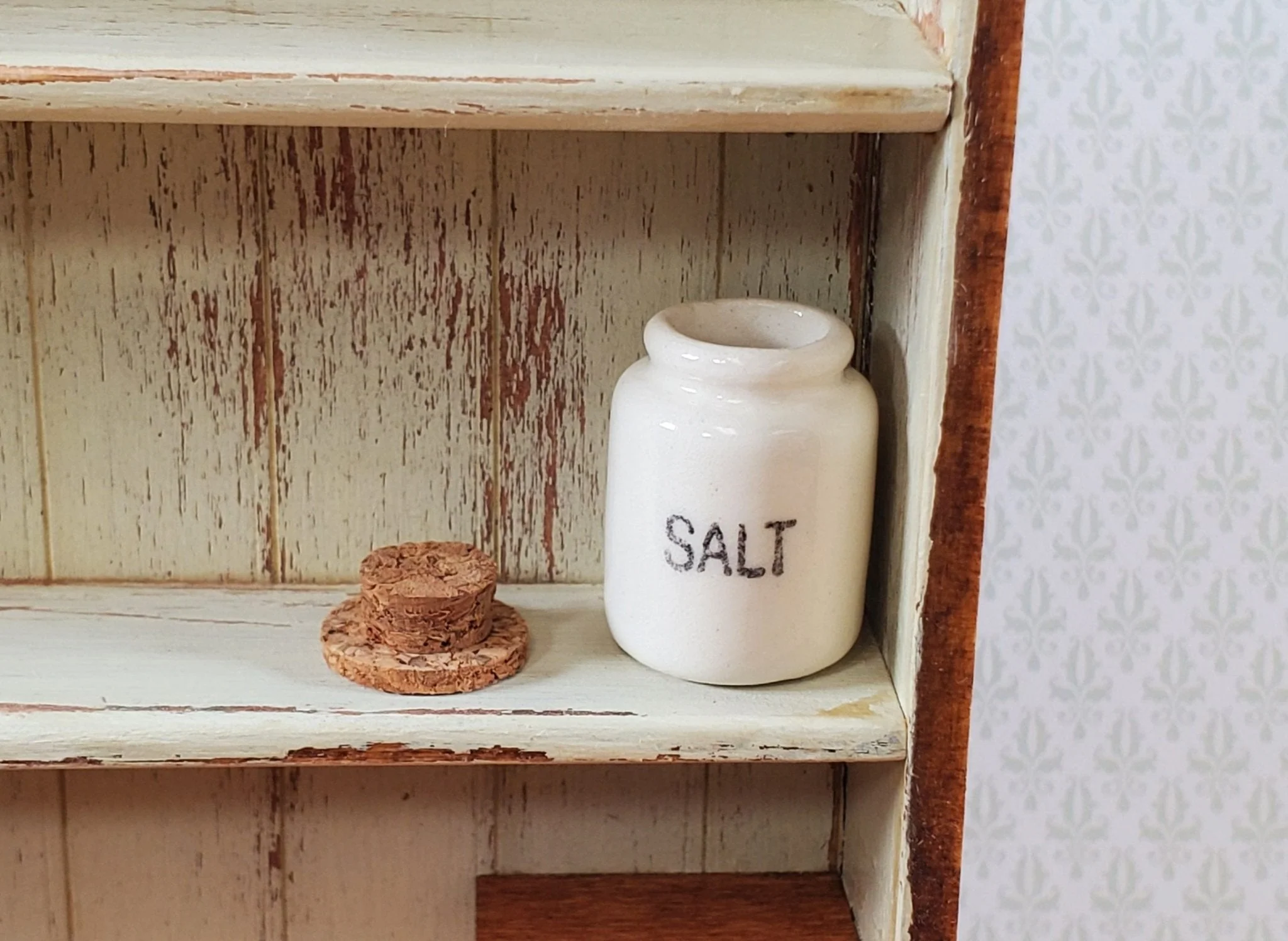 Dollhouse White Crock SALT Container Cork Top 1:12 Scale Miniature Handmade Kitchen - Image 2