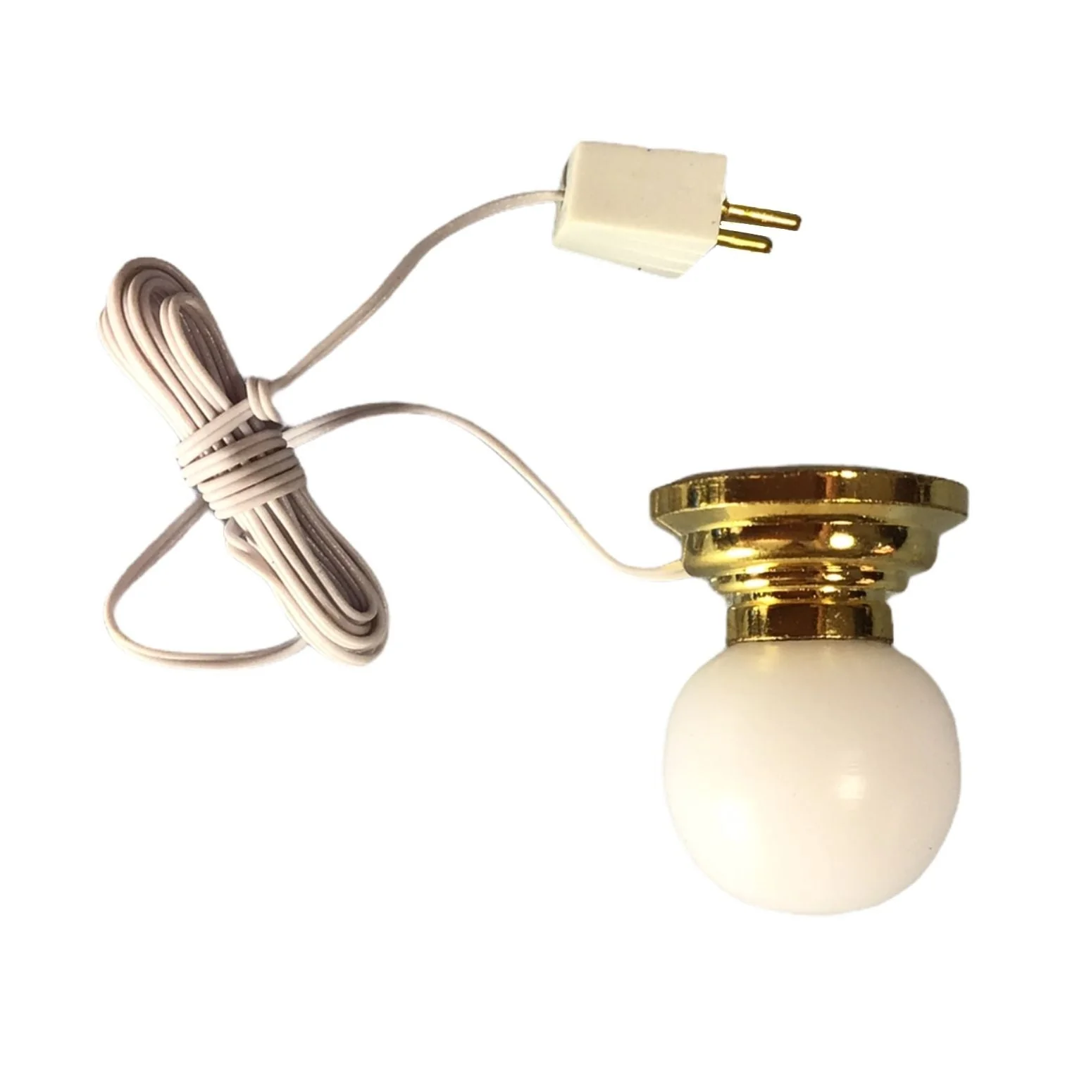 Dollhouse White Globe Ceiling Light 12 Volt with Plug 1:12 Scale Miniature - Image 3