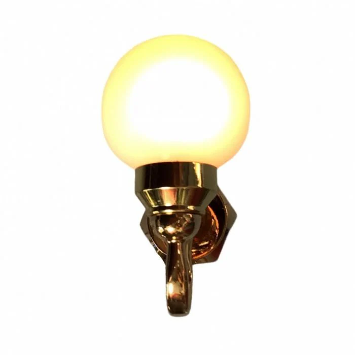 Dollhouse White Globe Wall Sconce 12 Volt with Plug 1:12 Scale Miniature Light - Image 2