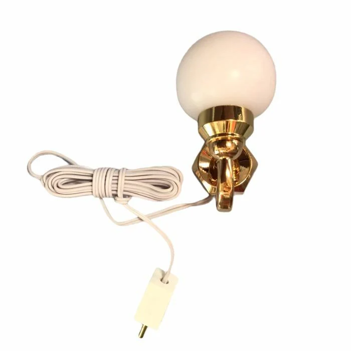 Dollhouse White Globe Wall Sconce 12 Volt with Plug 1:12 Scale Miniature Light - Image 3