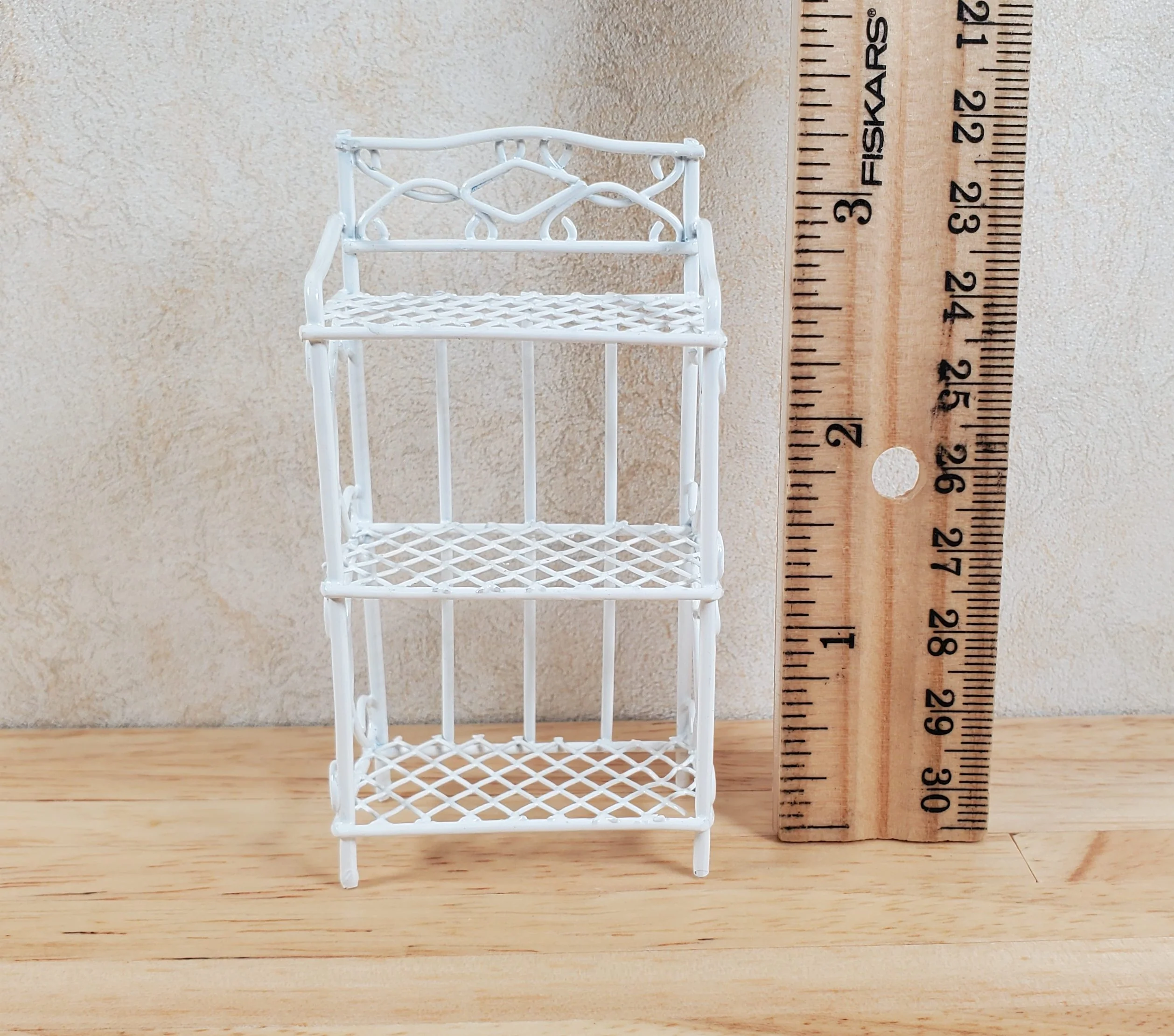 Dollhouse White Metal Shelf Small 3 Shelves 1:12 Scale Miniature Kitchen Bakery - Image 4