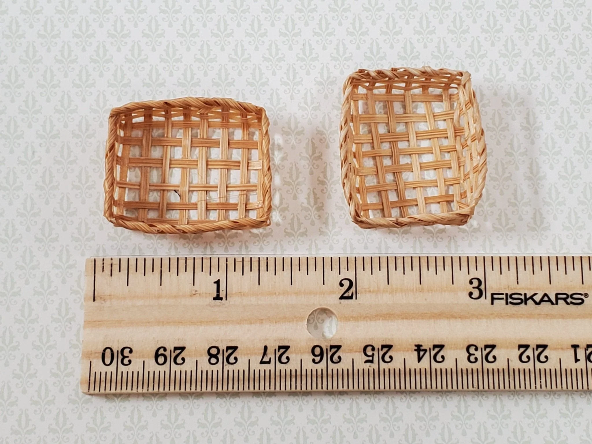 Dollhouse Wicker Baskets Set of 2 Natural Fiber 1:12 Scale Miniature Decor - Image 5