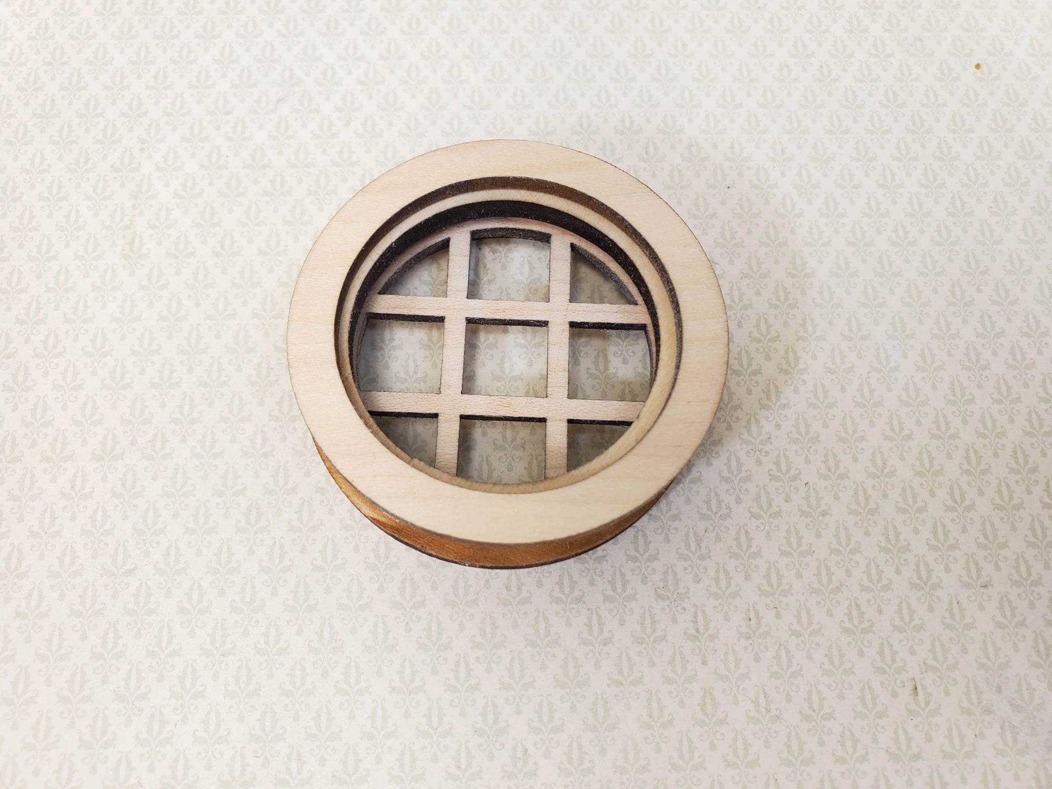Dollhouse Window Round Port Hole Style Wood with Acrylic 1:12 Scale Miniature