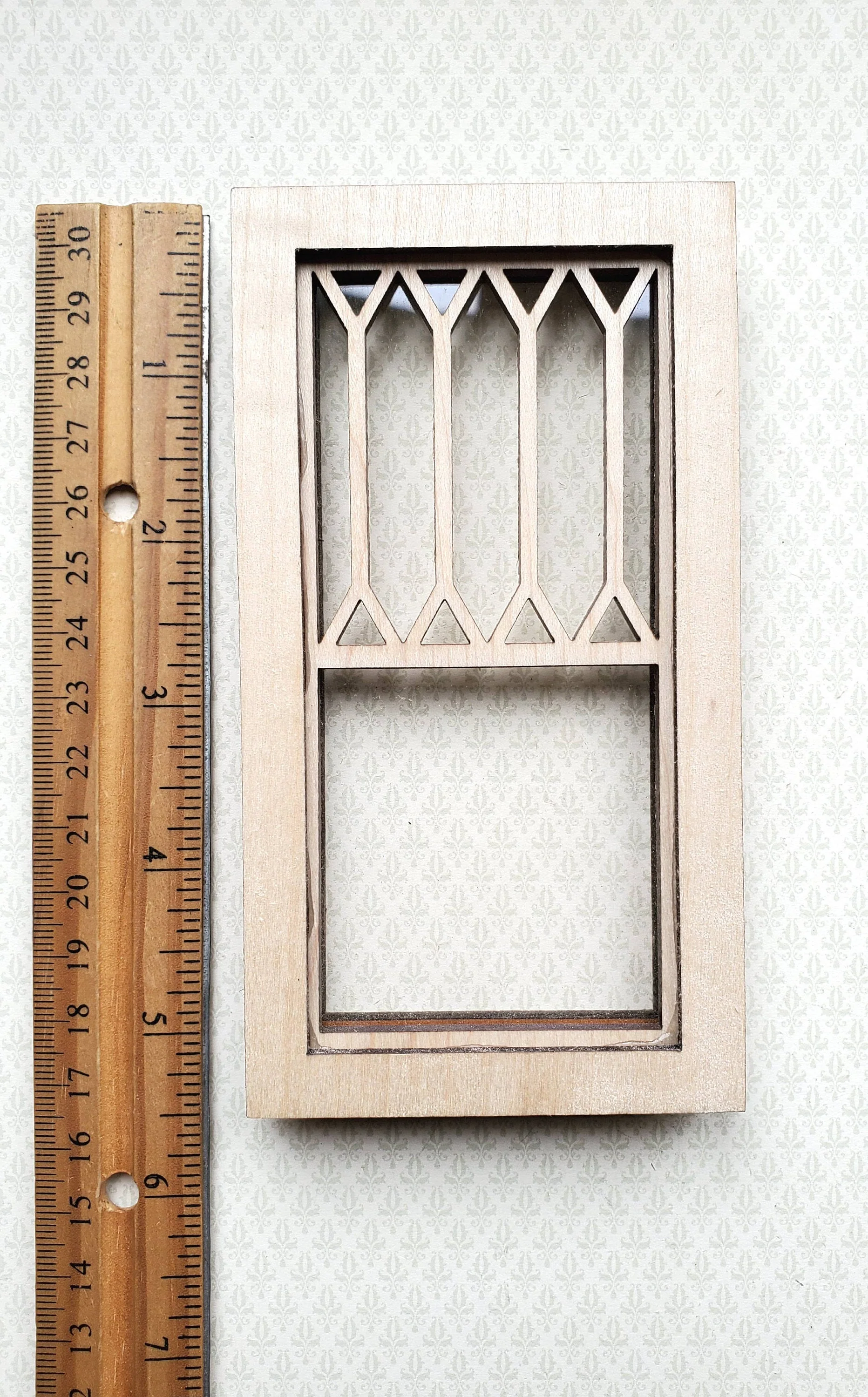 Dollhouse Window Victorian Style Tall Diamonds Wood 1:12 Scale Miniature - Image 2