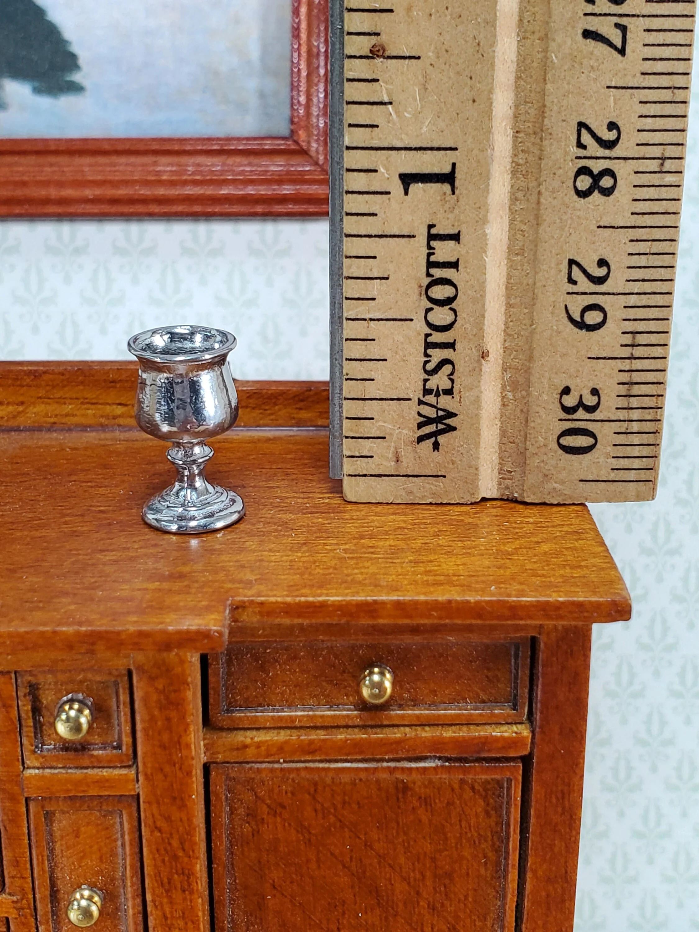 Dollhouse Wine Goblet Polished Metal 1:12 Scale Miniature by Phoenix Model - Image 3