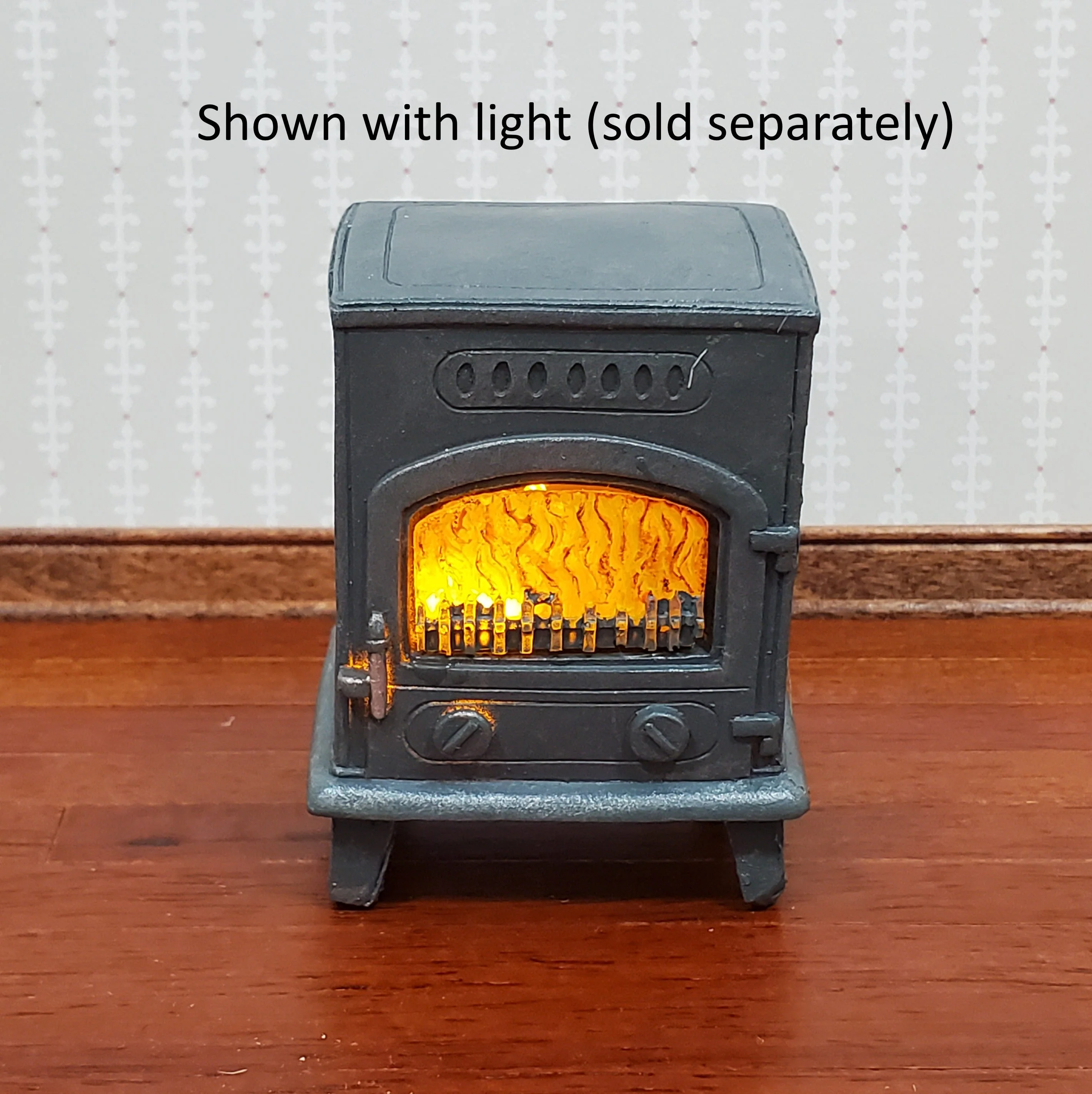 Dollhouse Wood Burning Stove Vintage Style 1:12 Scale Hole for Light - Image 4