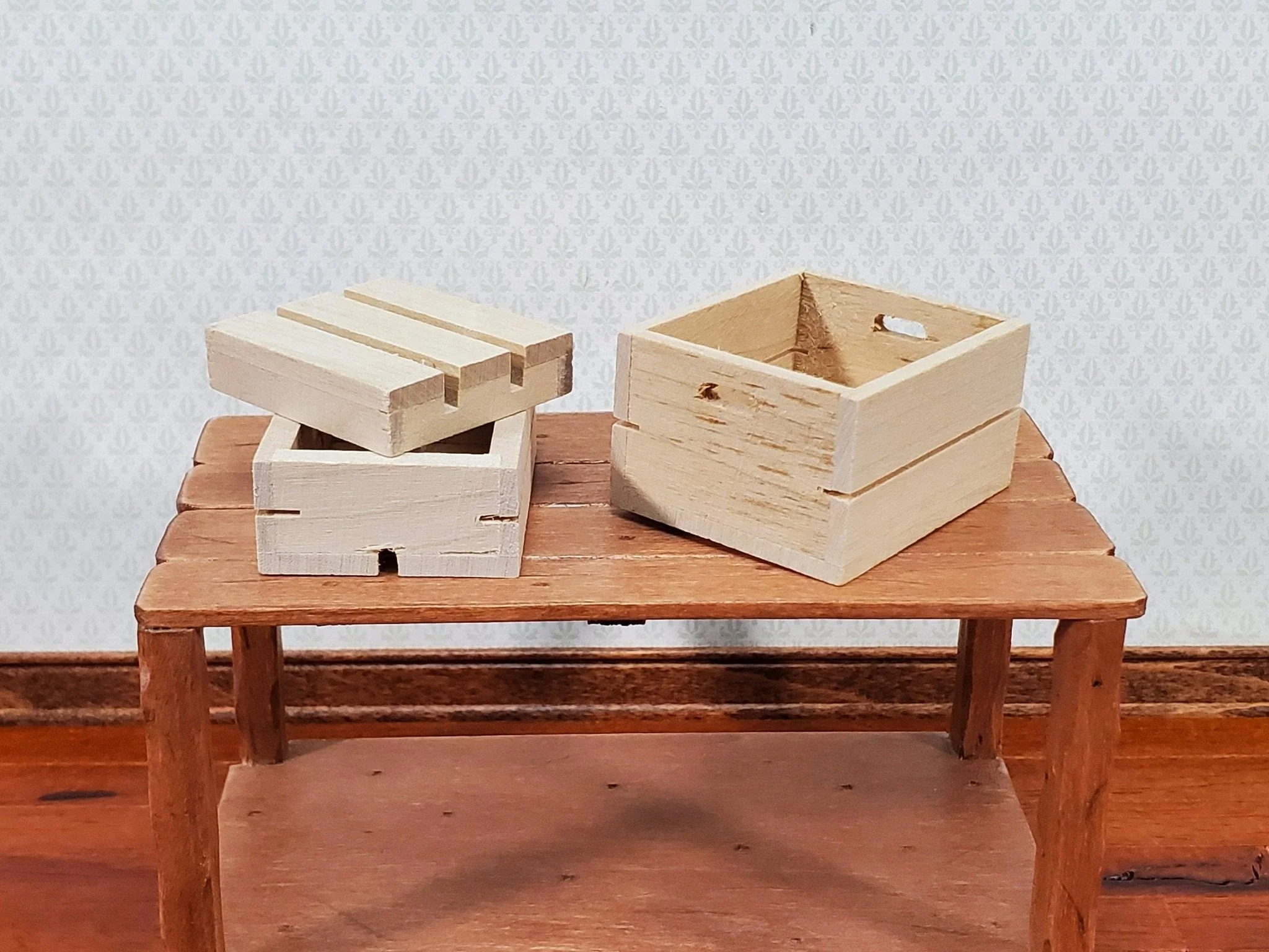 Dollhouse Wood Crates for Fruits or Vegetables Set of 3 1:12 Scale Miniatures - Image 2