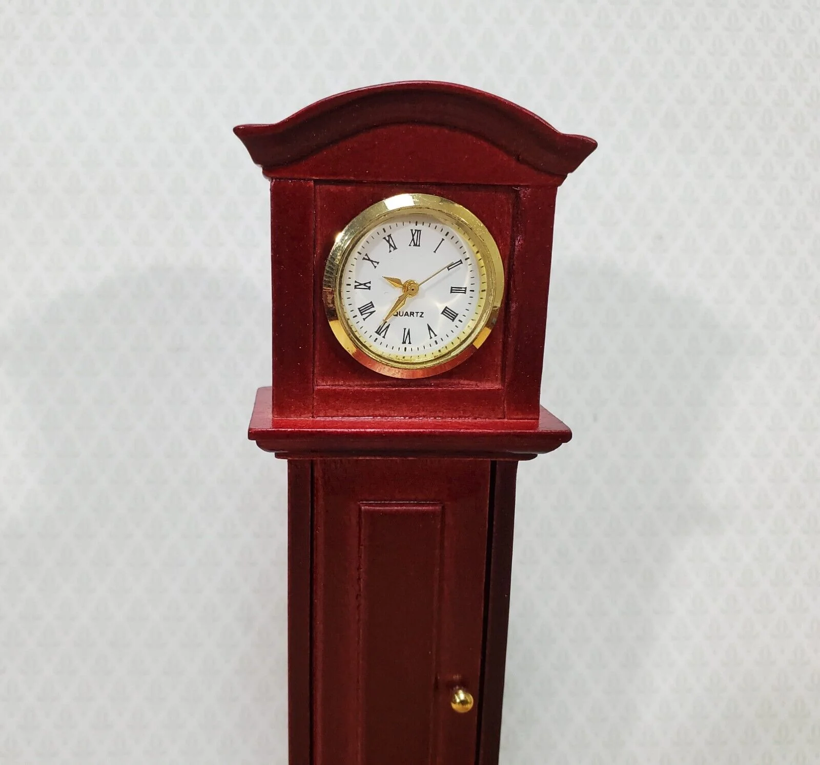 Dollhouse Working Grandfather Clock Opens Mahogany Finish 1:12 Scale Miniature - Image 4