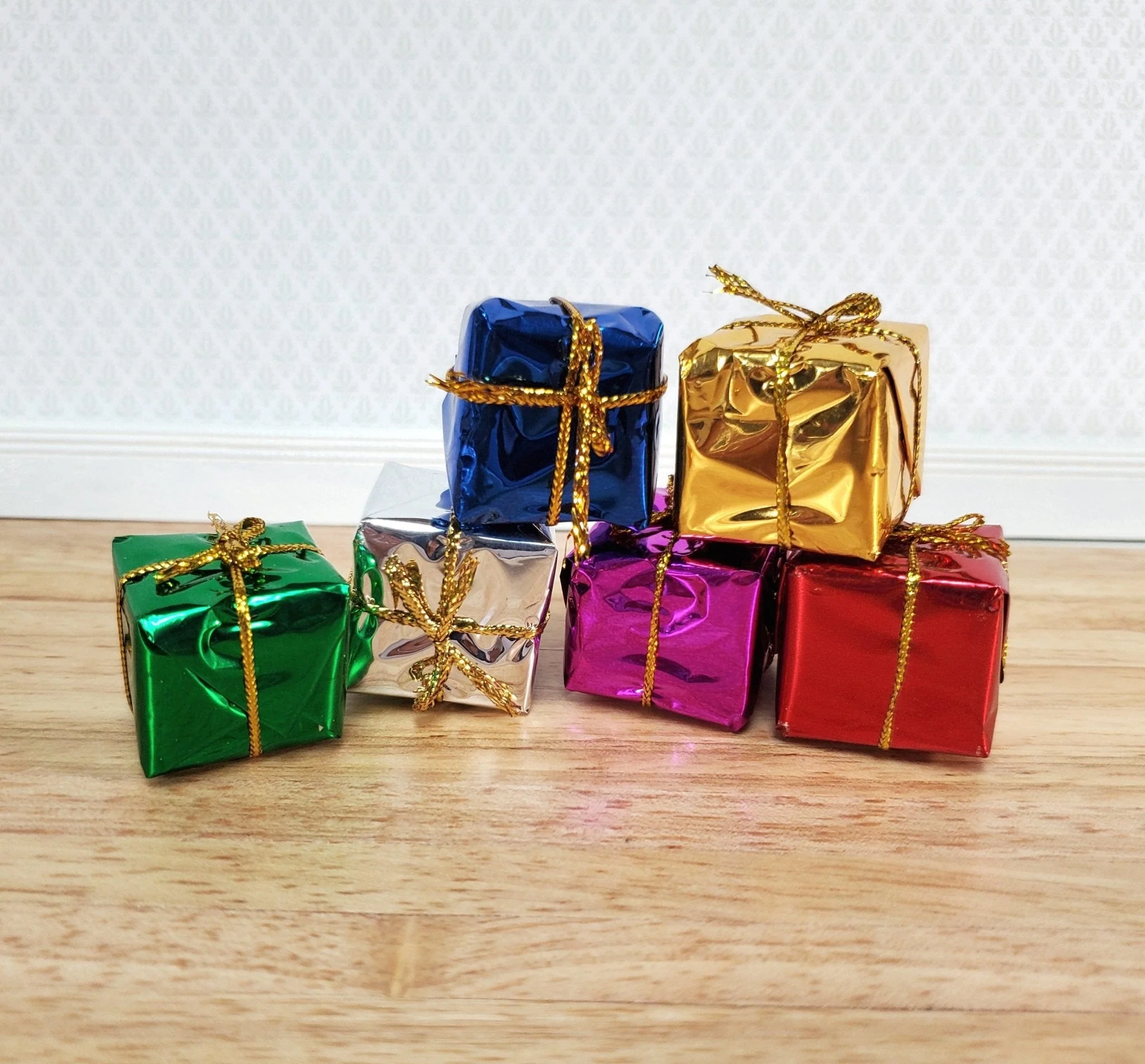 Dollhouse Wrapped Gifts Presents Foil Paper x6 LARGE Miniature Christmas - Image 6