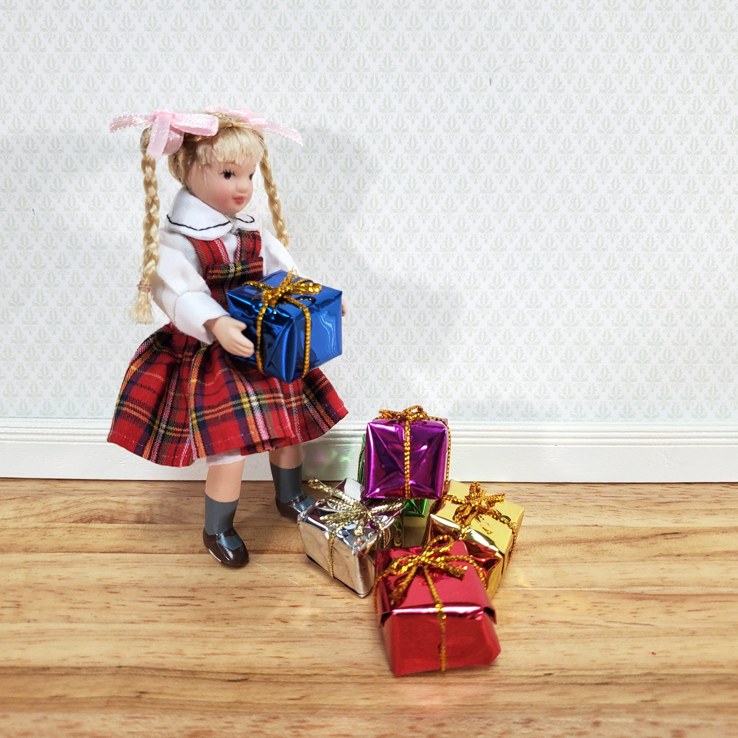 Dollhouse Wrapped Gifts Presents Foil Paper x6 MEDIUM Miniature Christmas - Image 5
