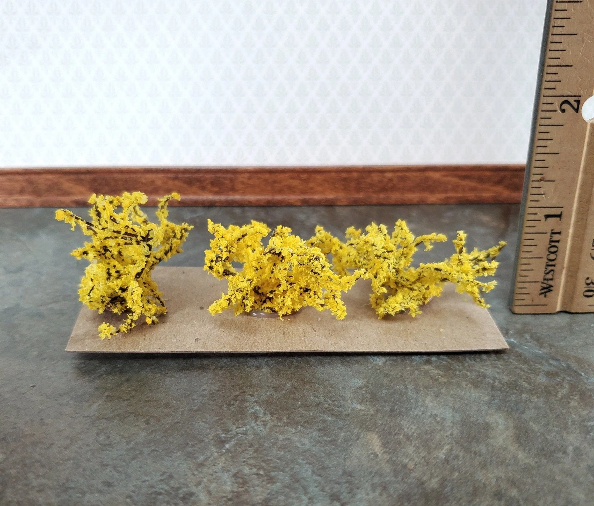 Dollhouse Yellow Forsythia Bush Flowering Shrub x3 1:12 Scale Miniature Garden - Image 4