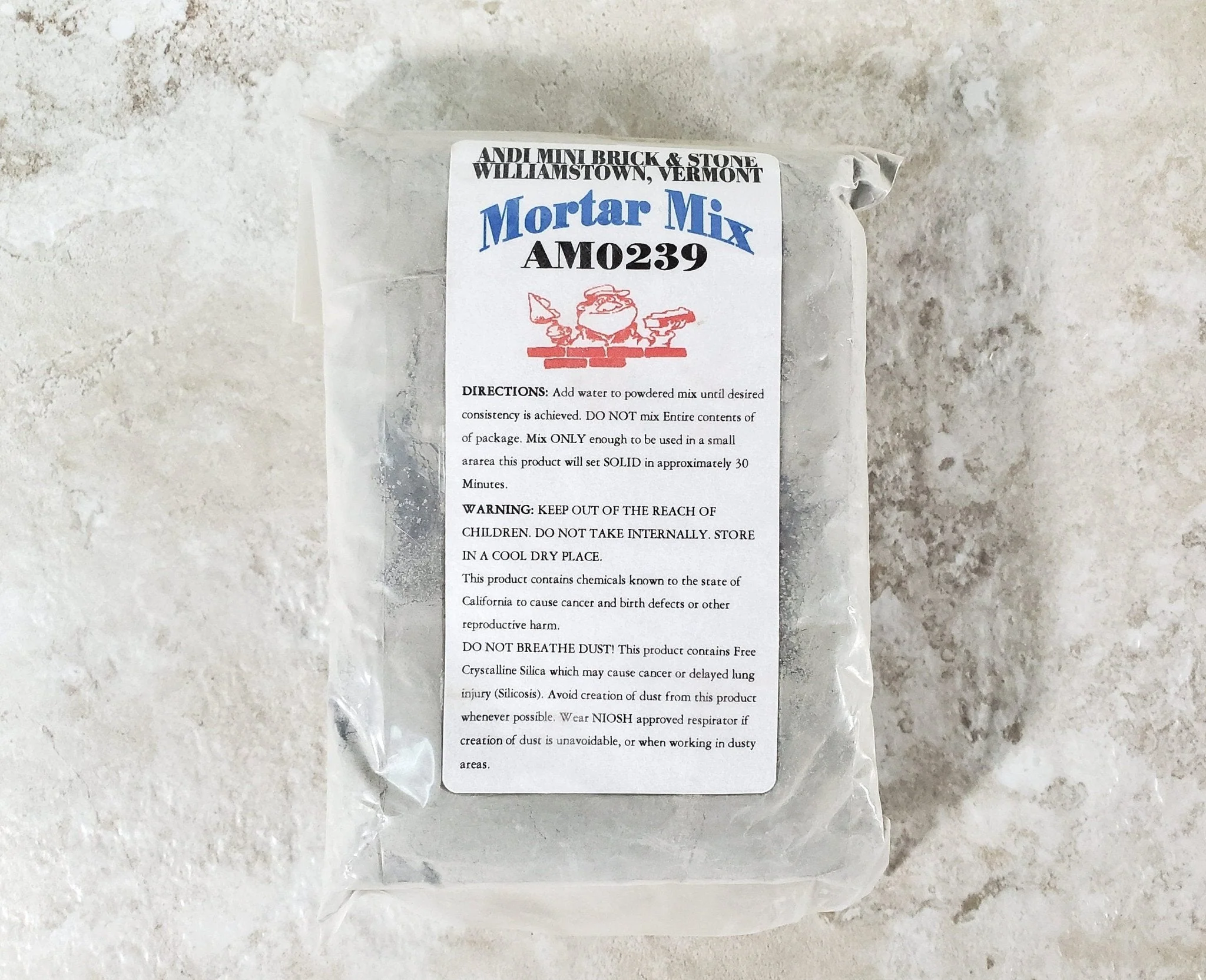 Dry Mortar Grout Mix for Dollhouse Miniature Bricks Stone Tile by Andi Mini Brick 11 oz Gray