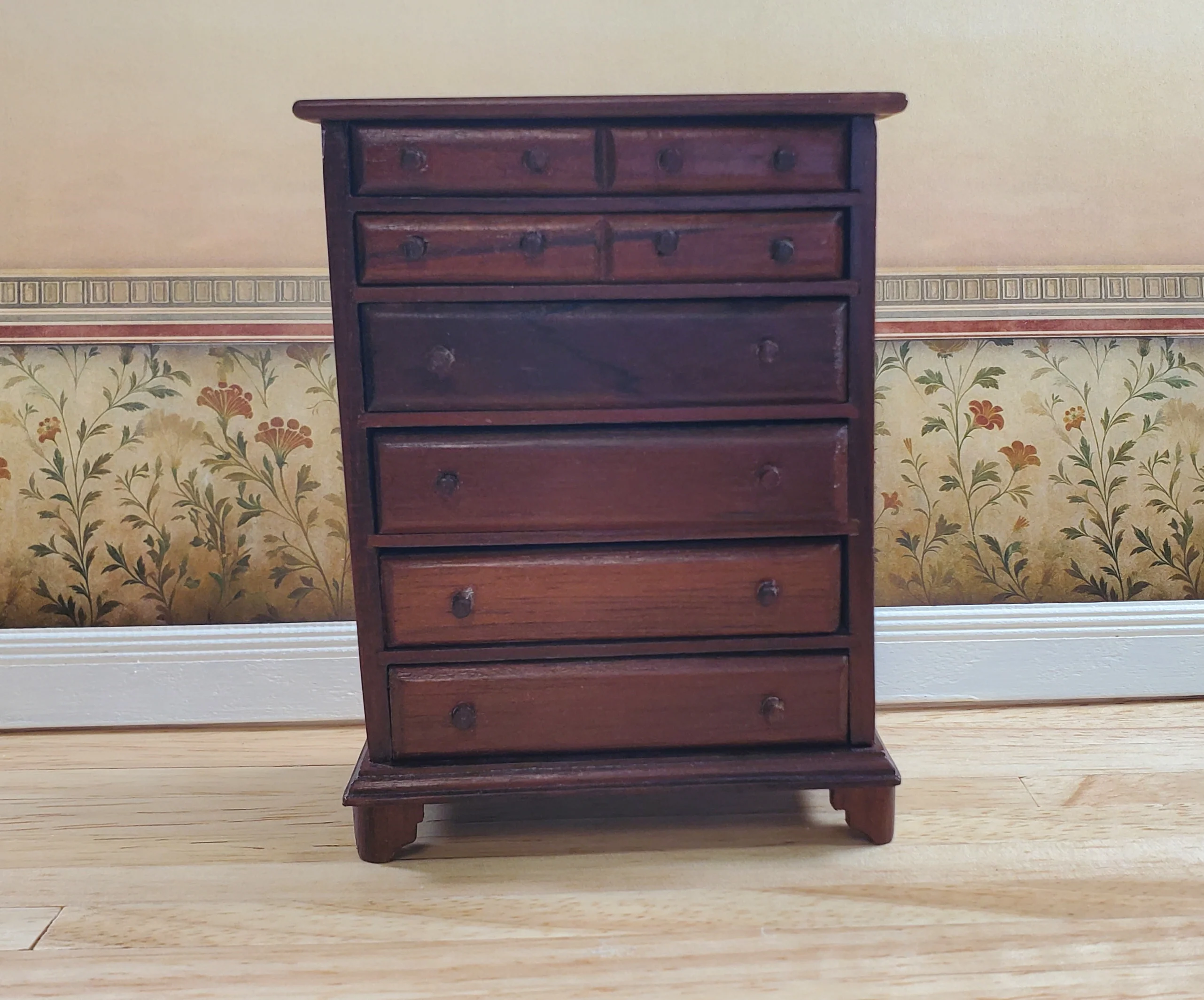 Handmade Dollhouse 6 Drawer Dresser Tall Wood Vintage Piece - Image 2