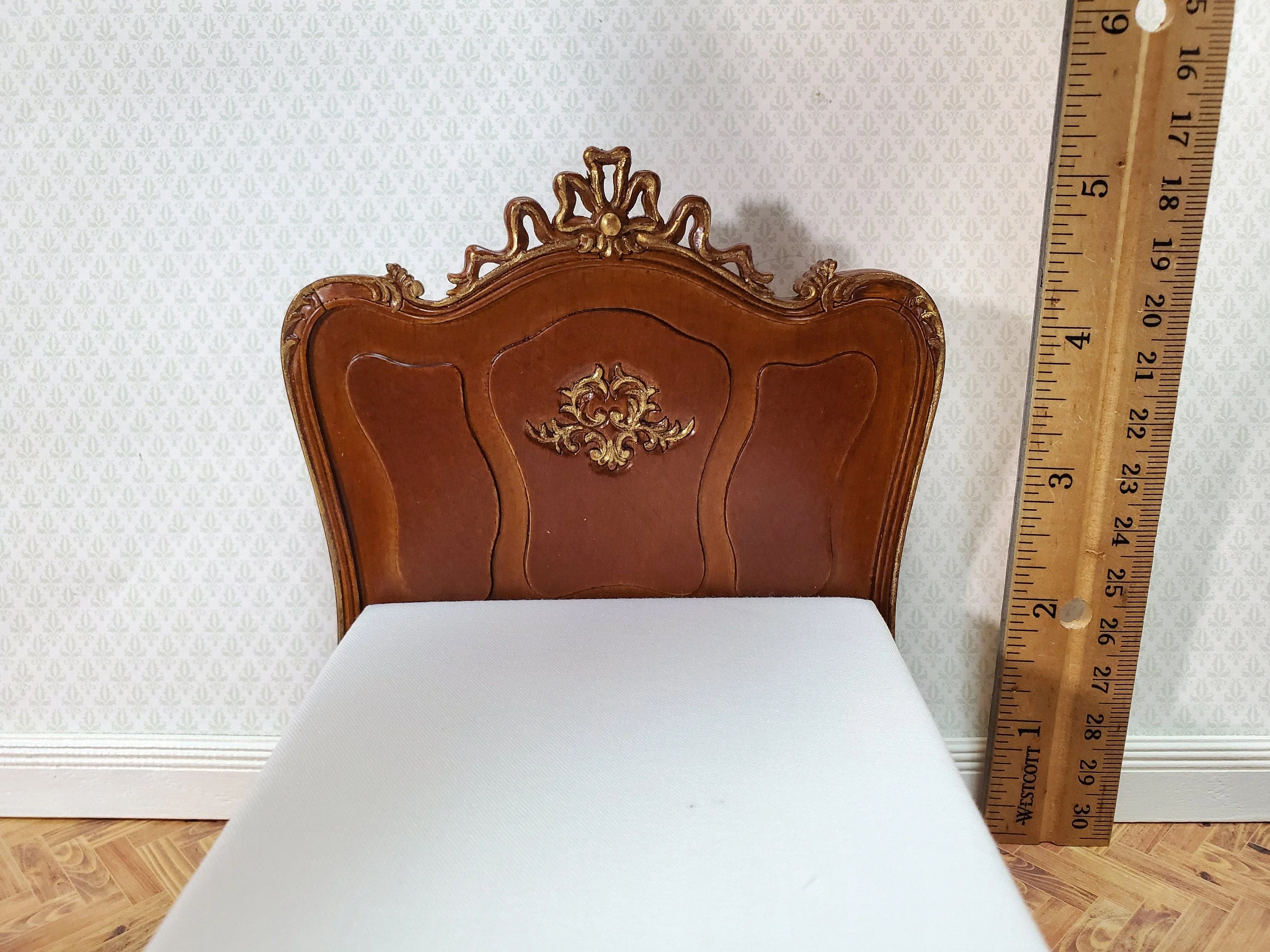 JBM Dollhouse Bed Late Victorian Era Style 1:12 Miniature Furniture Walnut Finish - Image 5