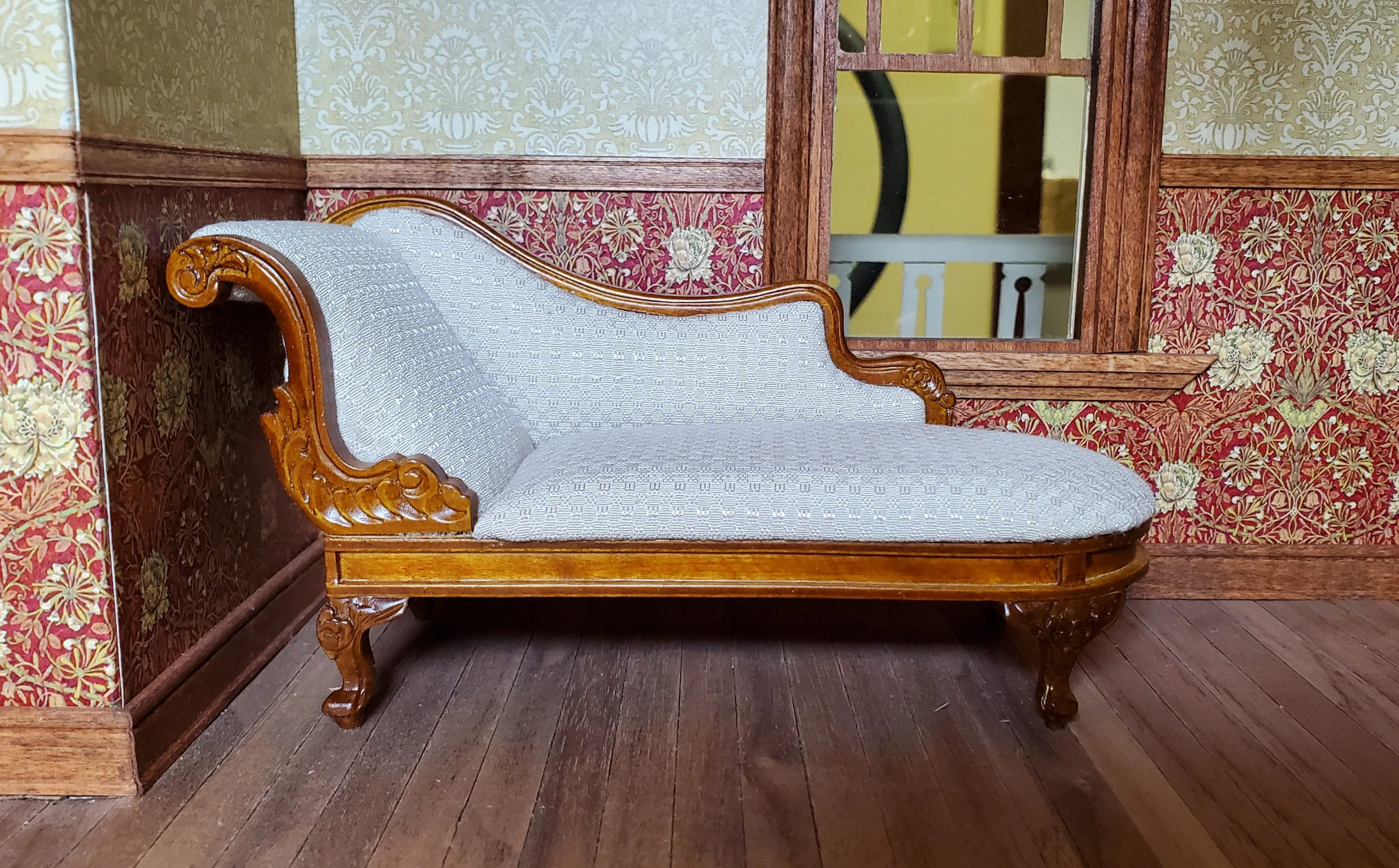 JBM Dollhouse Chase Lounge Sofa French Victorian1:12 Miniature Furniture Couch - Image 5