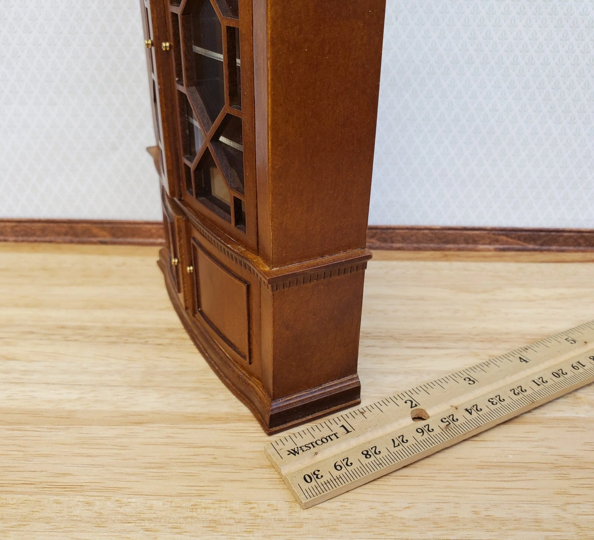 JBM Dollhouse China Cabinet Late Georgian Style Walnut Finish 1:12 Scale Miniature Furniture - Image 5