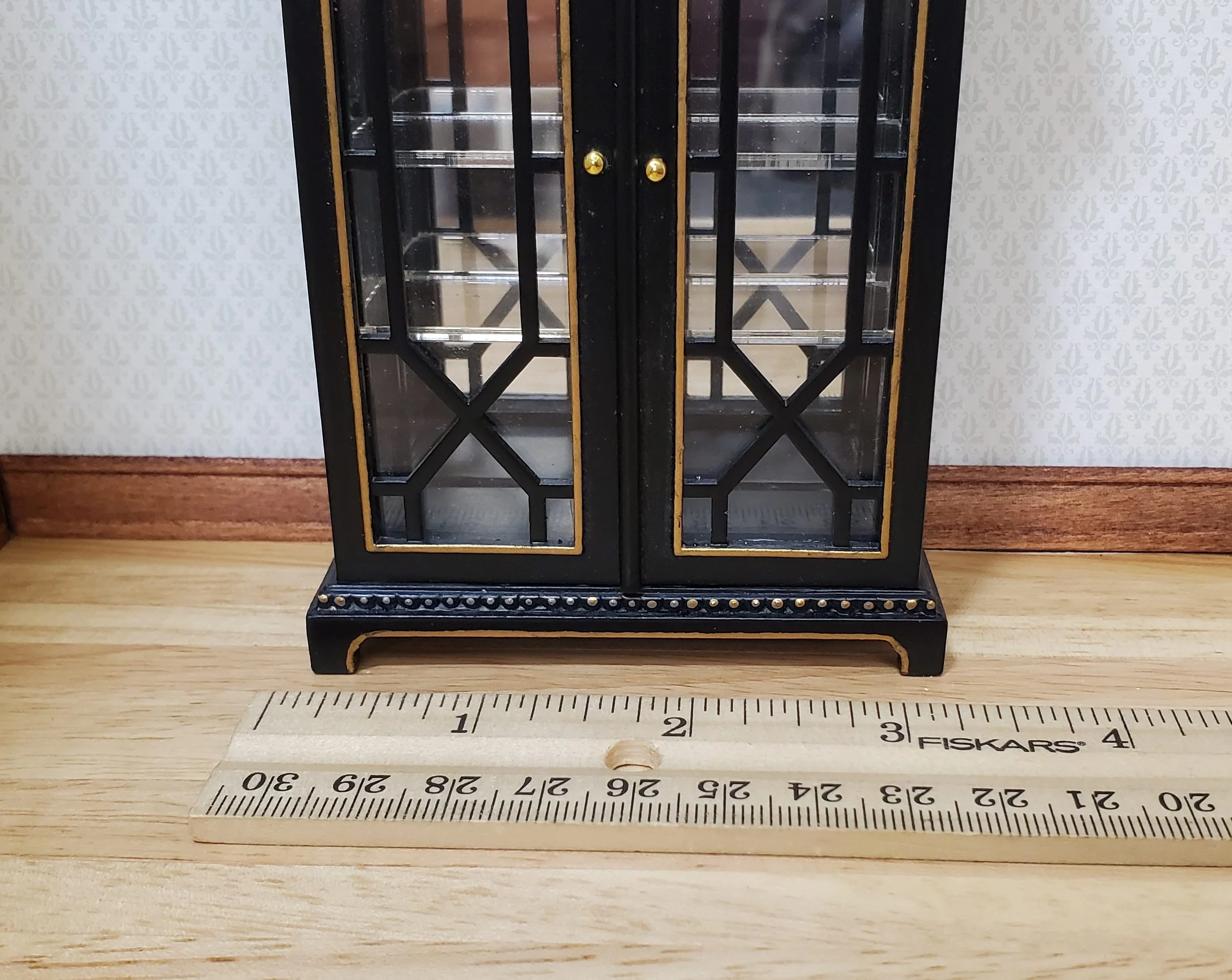 JBM Dollhouse Display Cabinet Black & Gold 1:12 Scale Miniature Furniture - Image 5