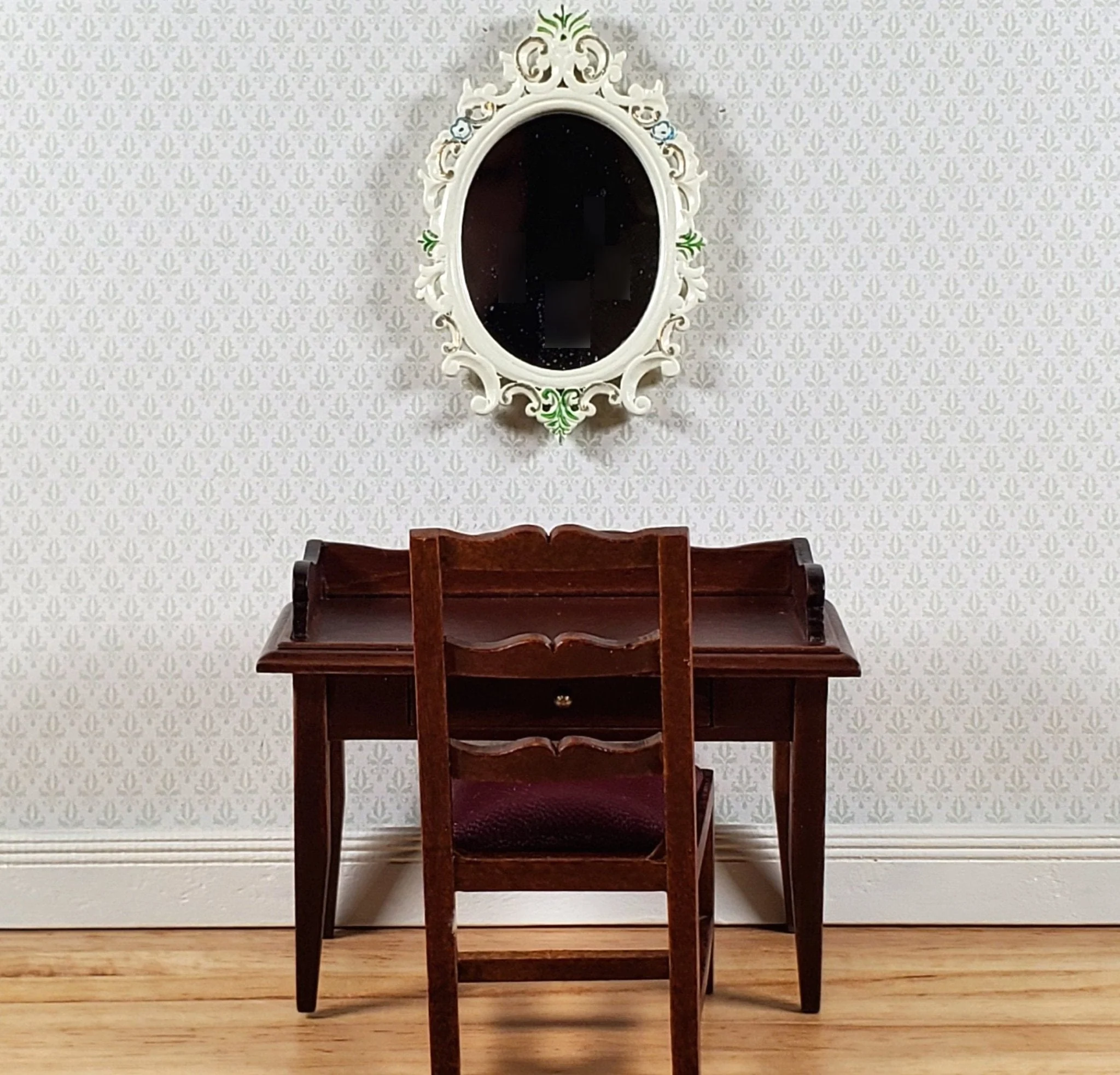 JBM Dollhouse Mirror Cream Finish Empire Style 1:12 Scale Miniature Hand Painted - Image 3
