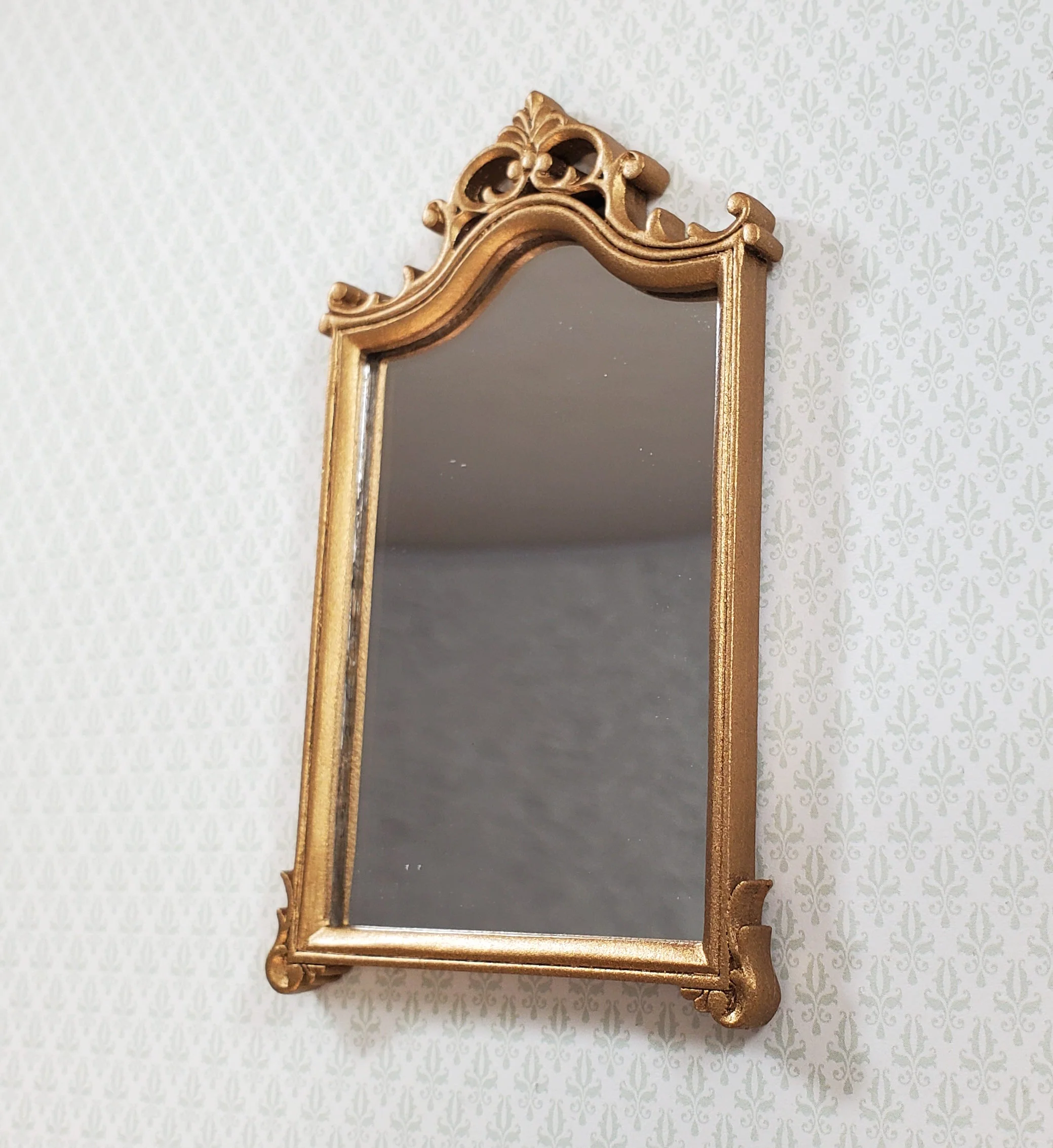 JBM Dollhouse Mirror Gold Finish Louis XV Rococo Style 1:12 Scale Miniature - Image 2