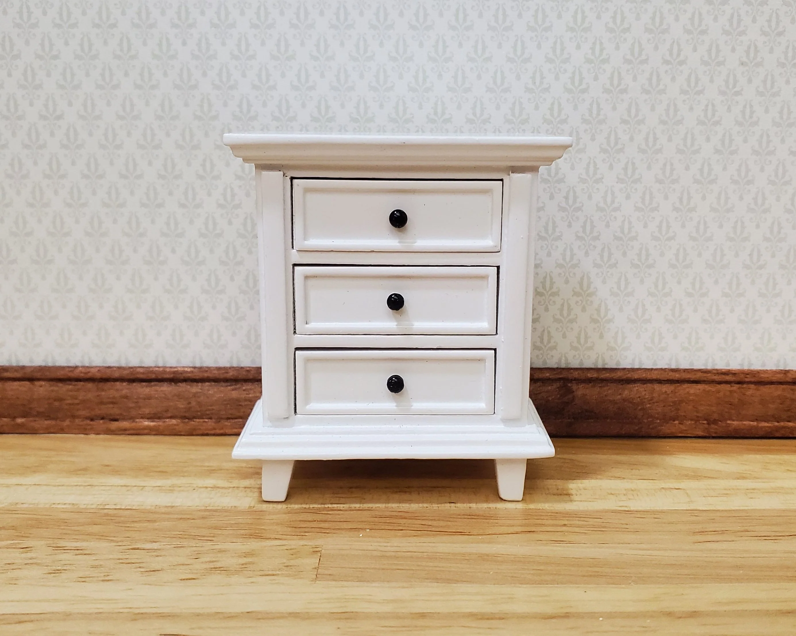 JBM Dollhouse Nightstand White Country Farmhouse Style 1:12 Scale Furniture - Image 2