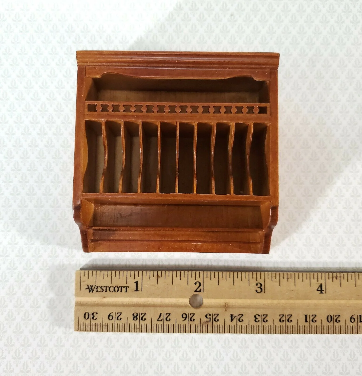 JBM Dollhouse Plate Rack Shelf Kitchen Walnut 1:12 Scale Miniature Shelves - Image 2