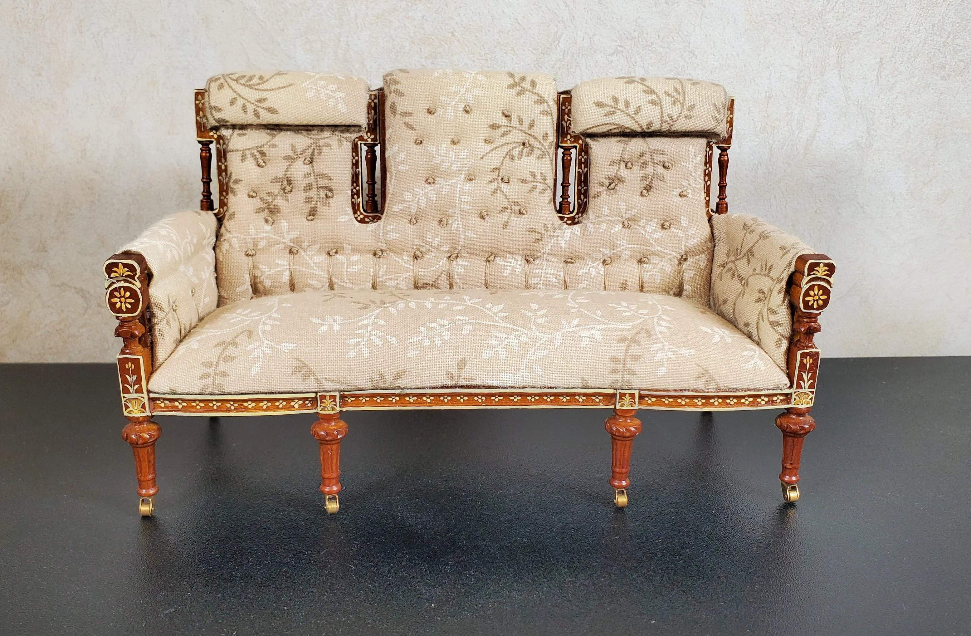 JBM Dollhouse Settee Sofa 18th Century French Style 1:12 Scale Miniature Furniture Couch - Image 2