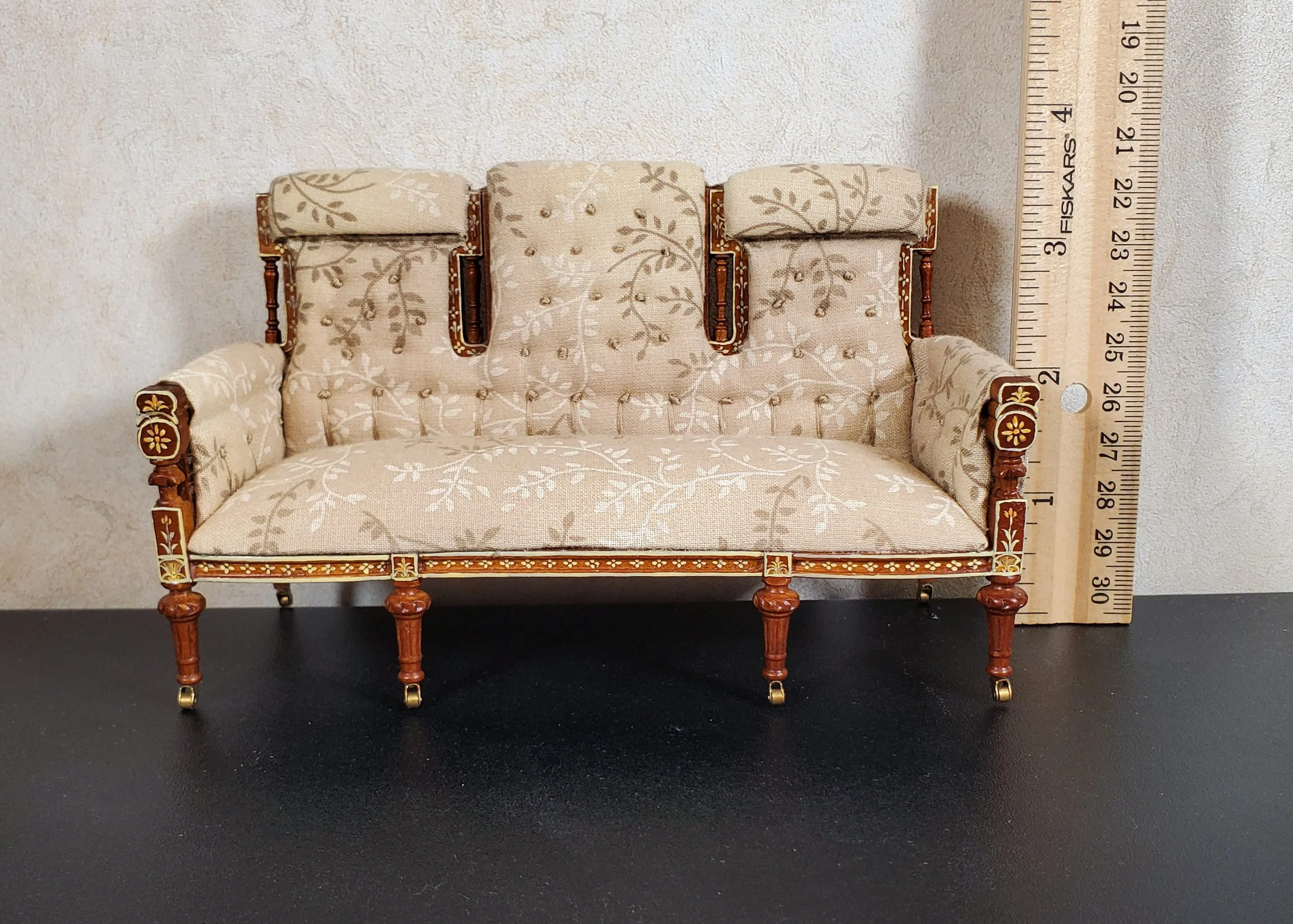 JBM Dollhouse Settee Sofa 18th Century French Style 1:12 Scale Miniature Furniture Couch - Image 5