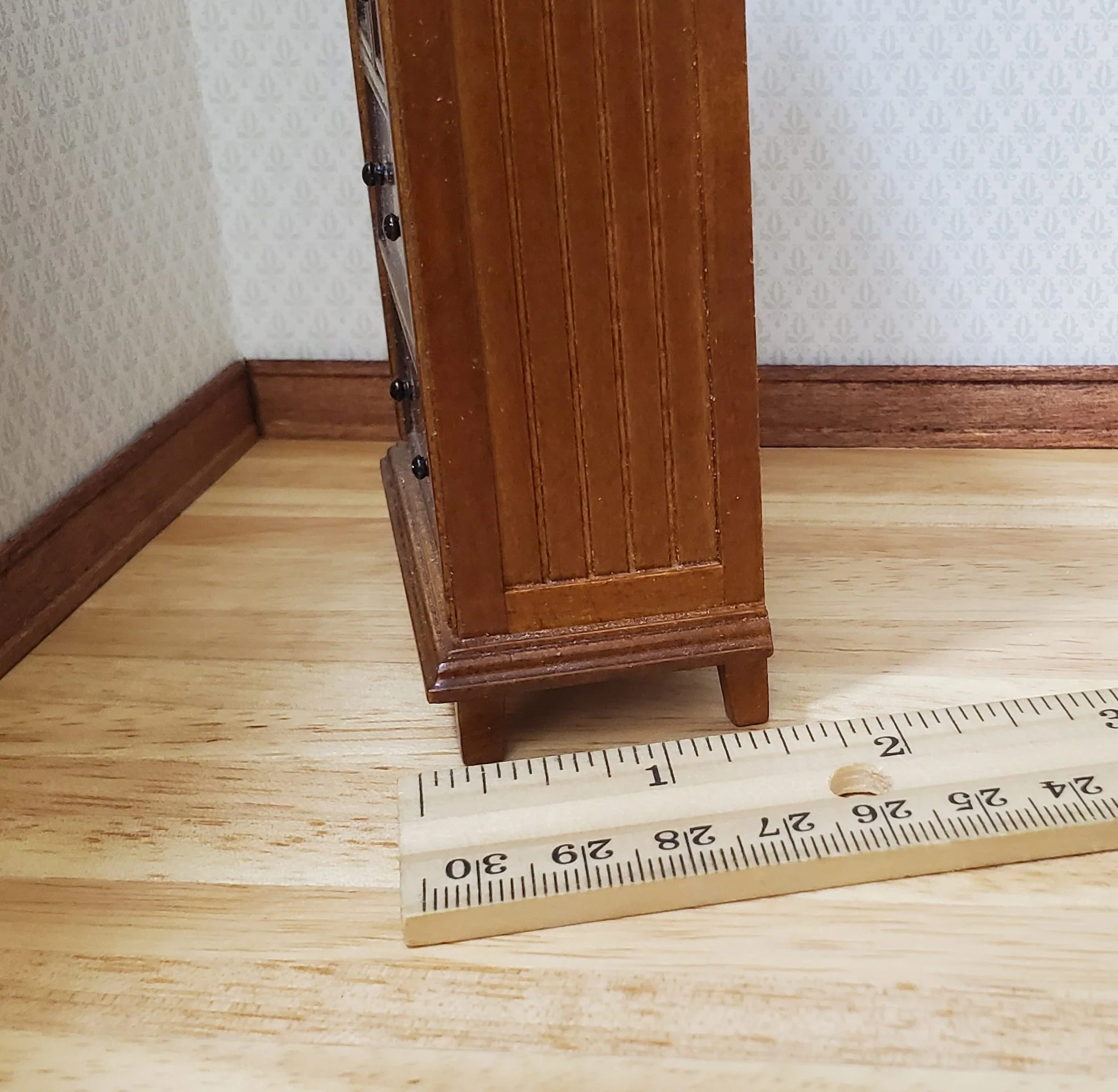 JBM Dollhouse Tall Dresser Country Style Walnut Finish 1:12 Scale Furniture - Image 6