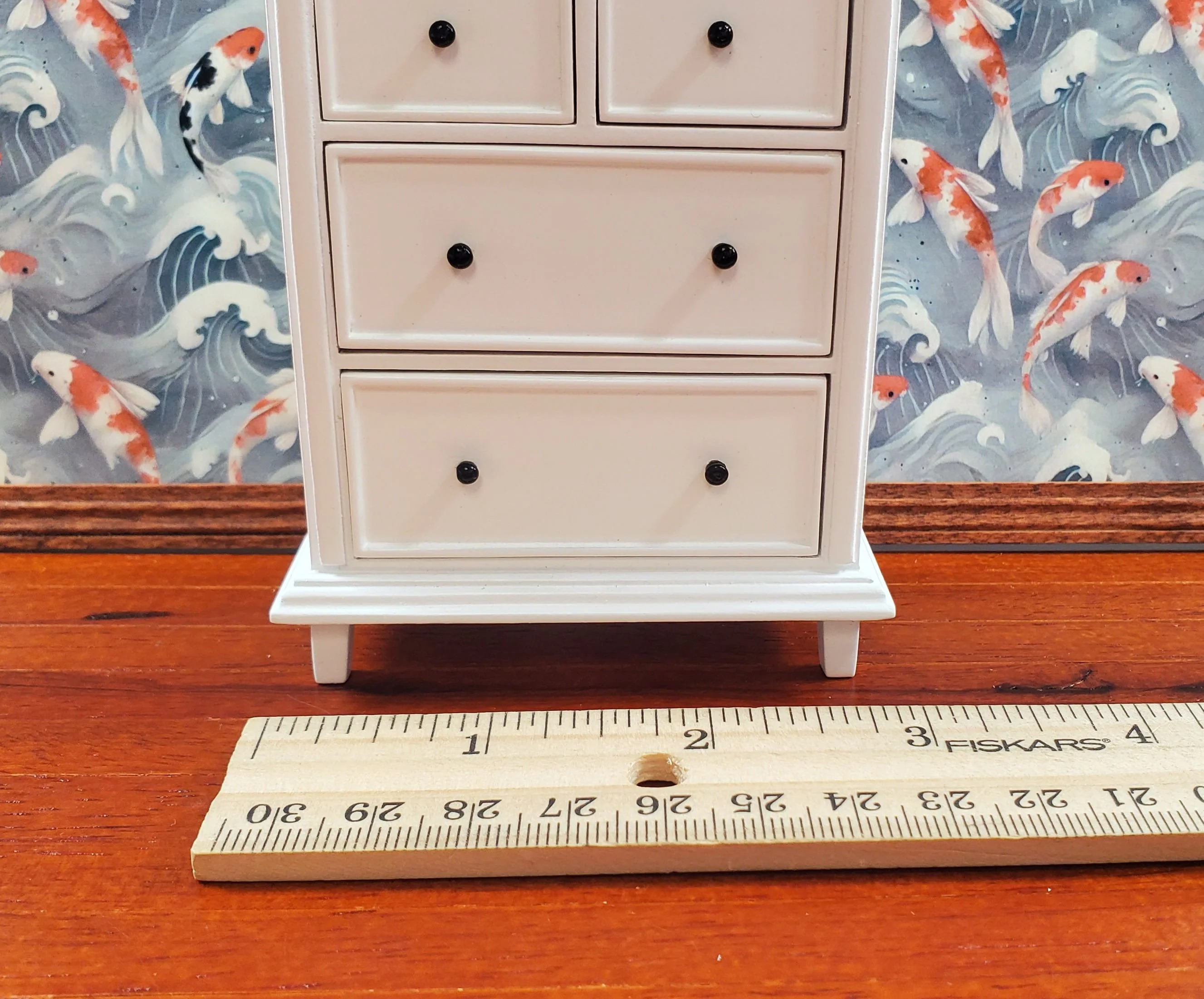 JBM Dollhouse Tall Dresser Country Style White Finish 1:12 Scale Furniture - Image 5