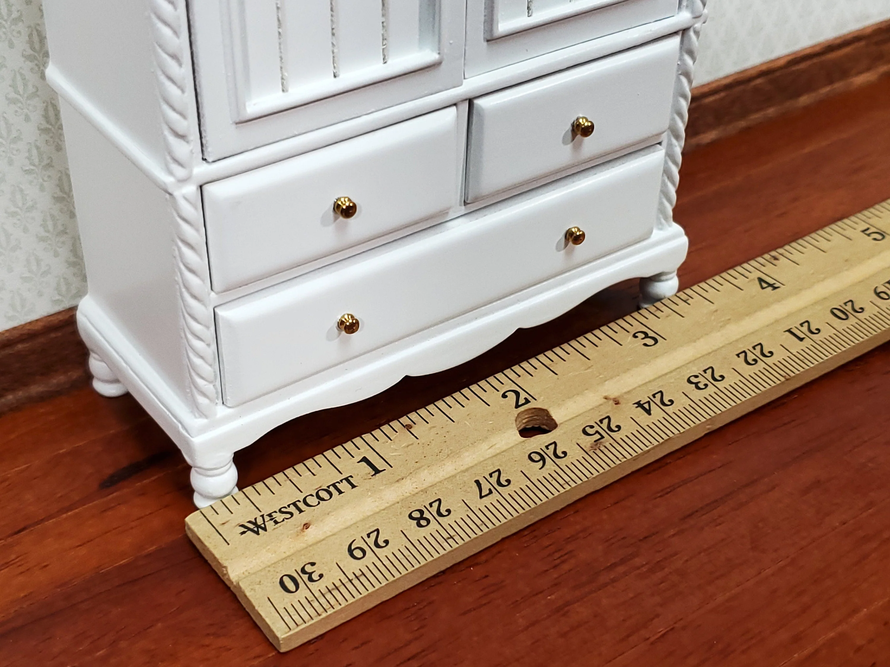 JBM Dollhouse Wardrobe Closet Wood with a White Finish 1:12 Scale Miniature Furniture - Image 6