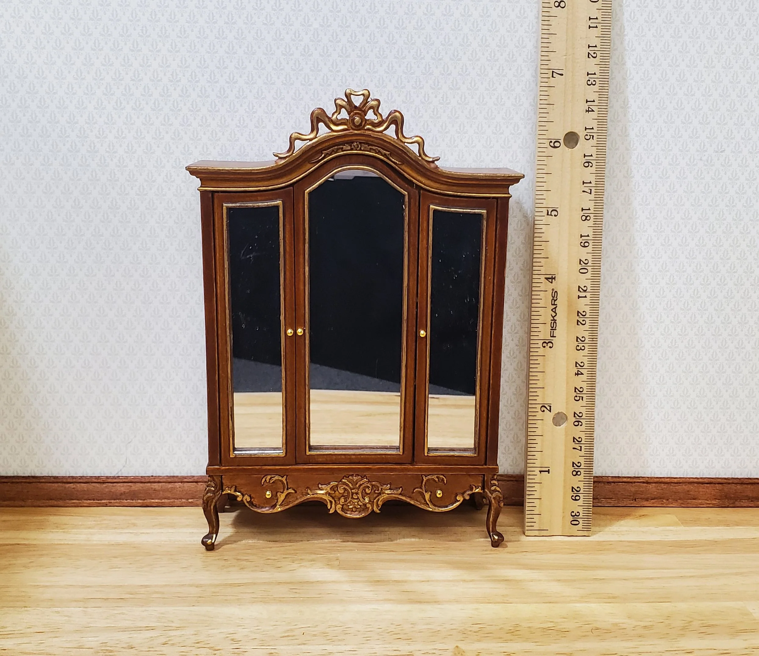 JBM Dollhouse Wardrobe Mirrored Closet Victorian Style 1:12 Scale Furniture - Image 7