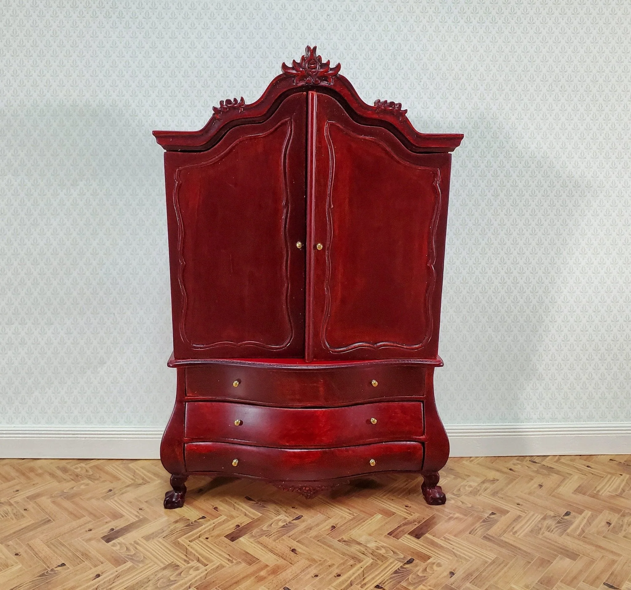 JBM Dutch Baby House Cabinet Dollhouse Large 1:12 Scale Miniature Mahogany Finish - Image 4