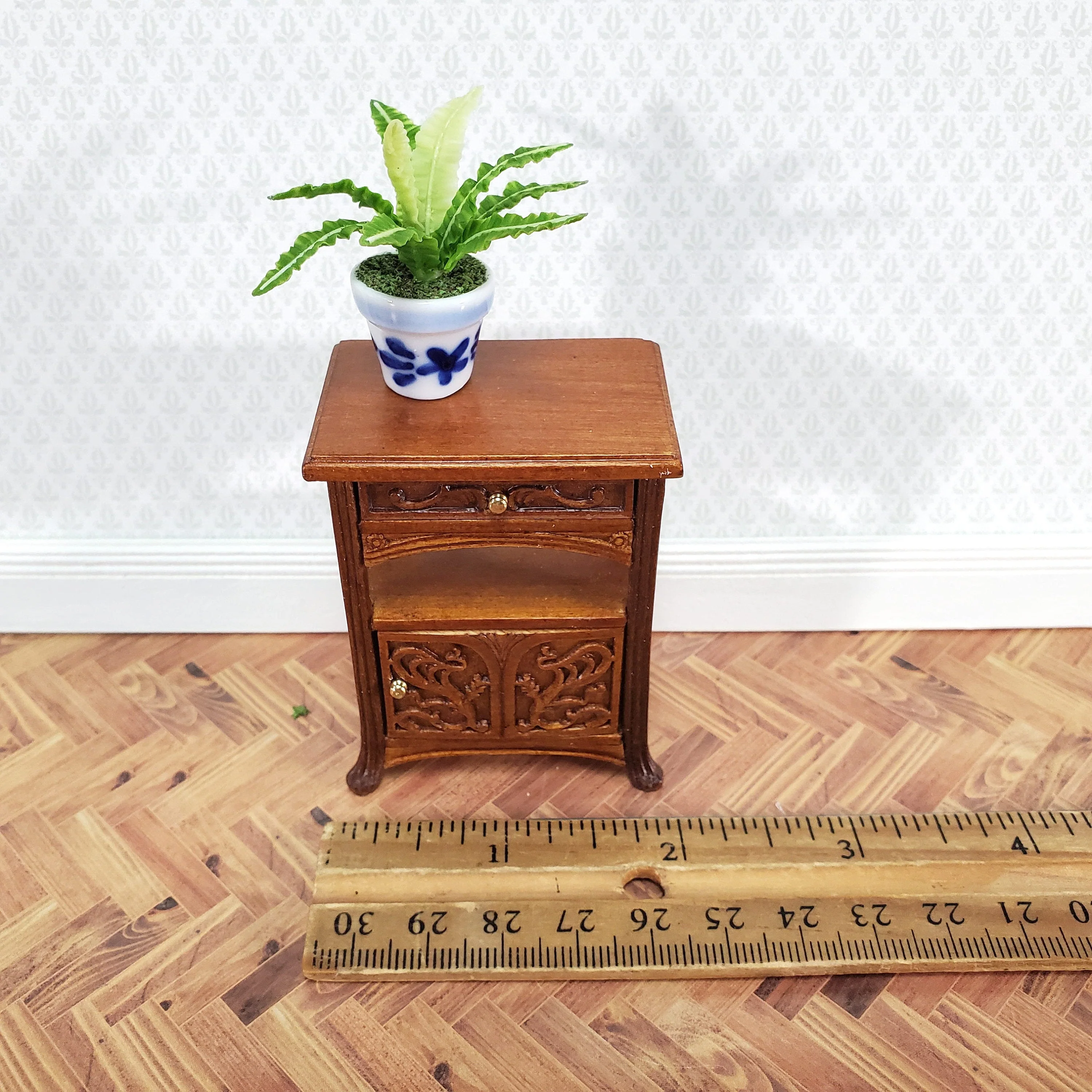 JBM Miniature Side Table or Nightstand with Drawer 1:12 Scale Dollhouse Furniture - Image 5