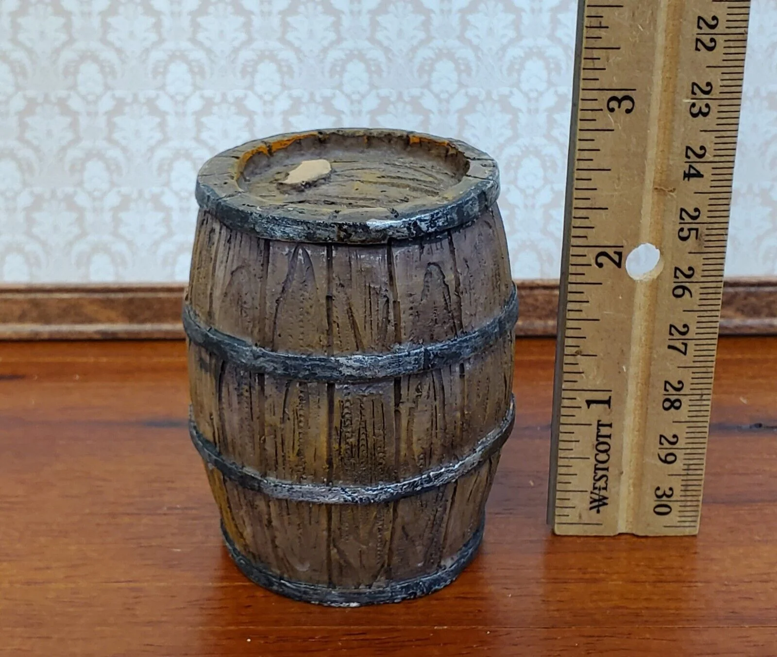 Large Keg Whiskey or Wine Barrel 2 1/2" tall 1:12 Scale Miniature Painted Resin - Image 3