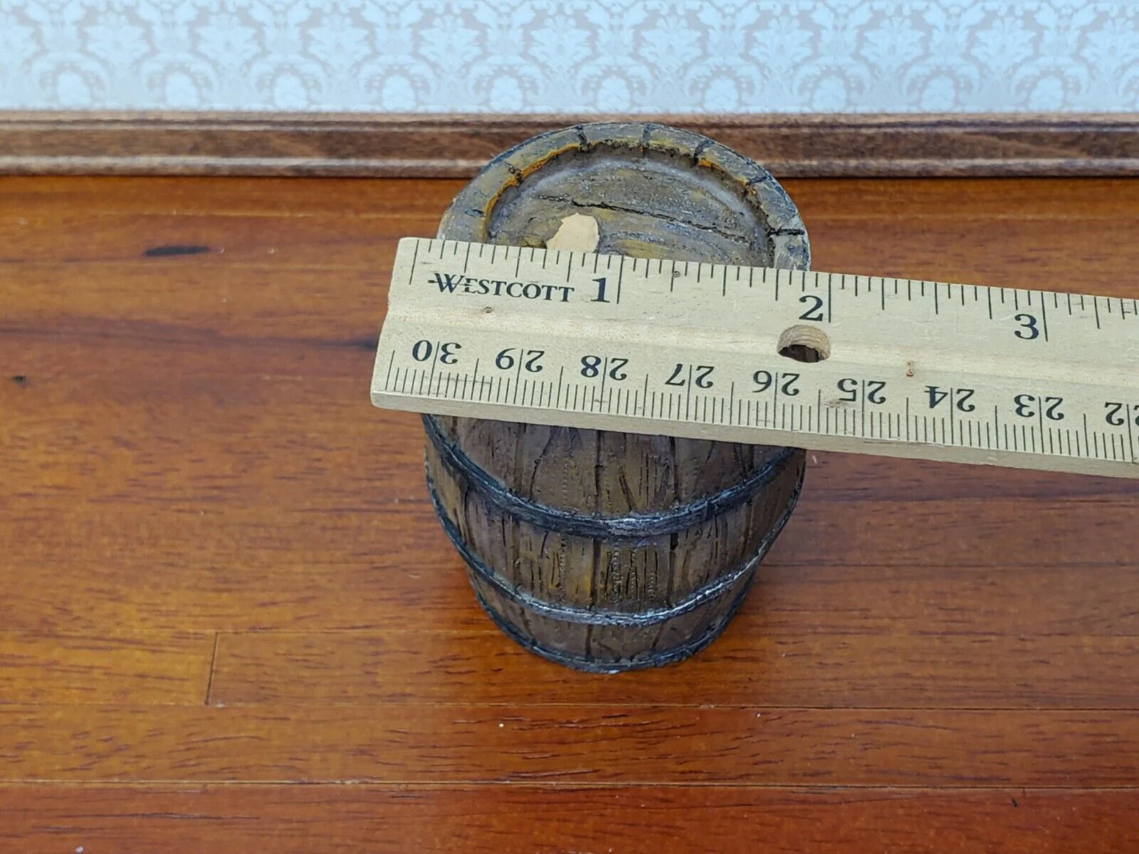 Large Keg Whiskey or Wine Barrel 2 1/2" tall 1:12 Scale Miniature Painted Resin - Image 4