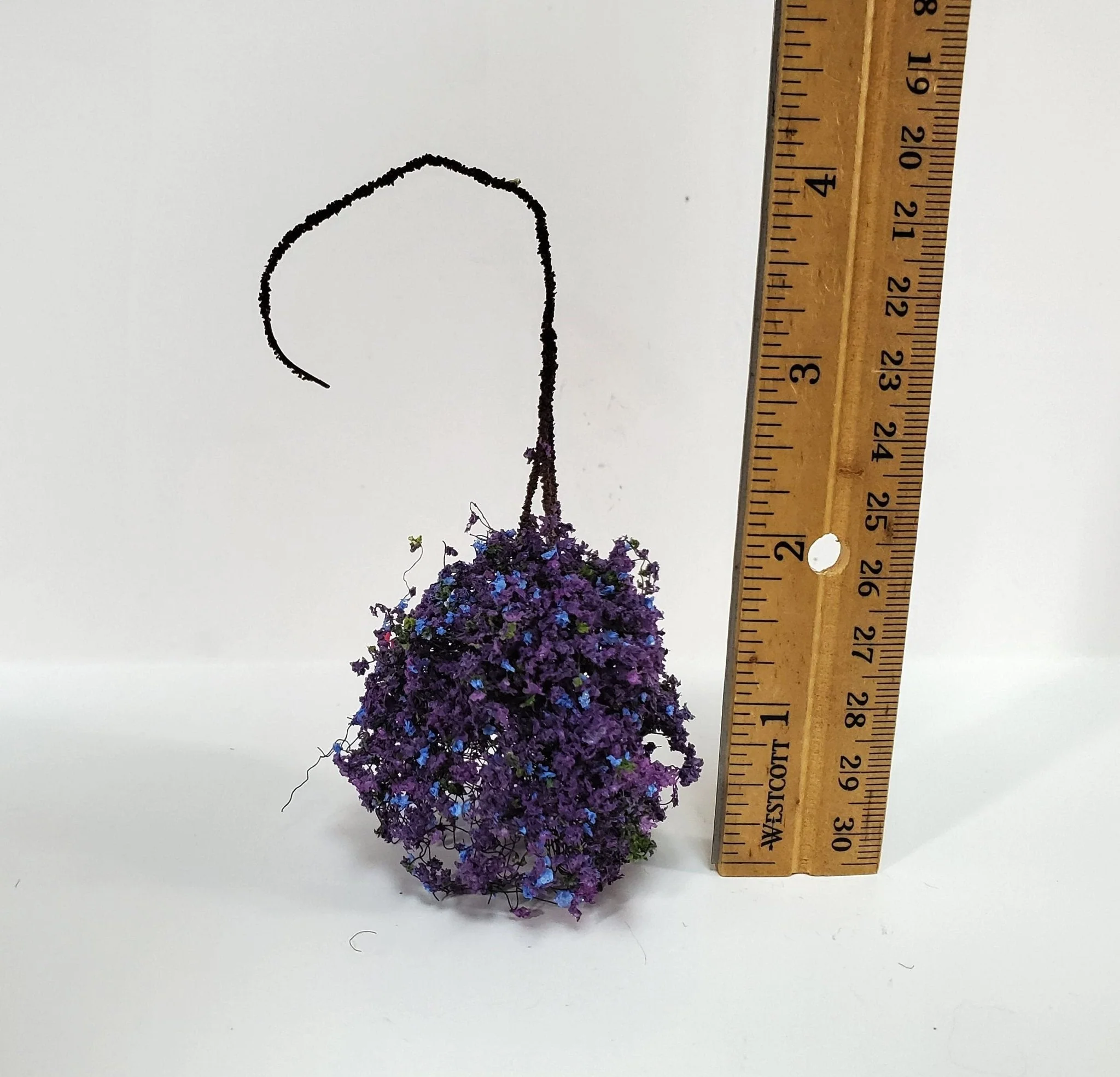 Large Miniature Hanging Plant Flowers Purple Green Model Scenery Dollhouse - Image 3