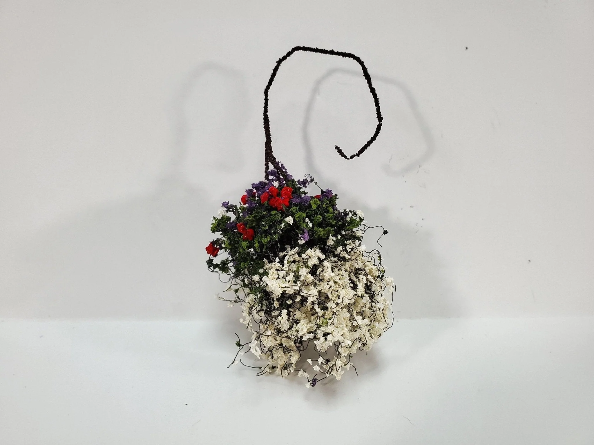 Large Miniature Hanging Plant Flowers White Red Purple Green Model Scenery