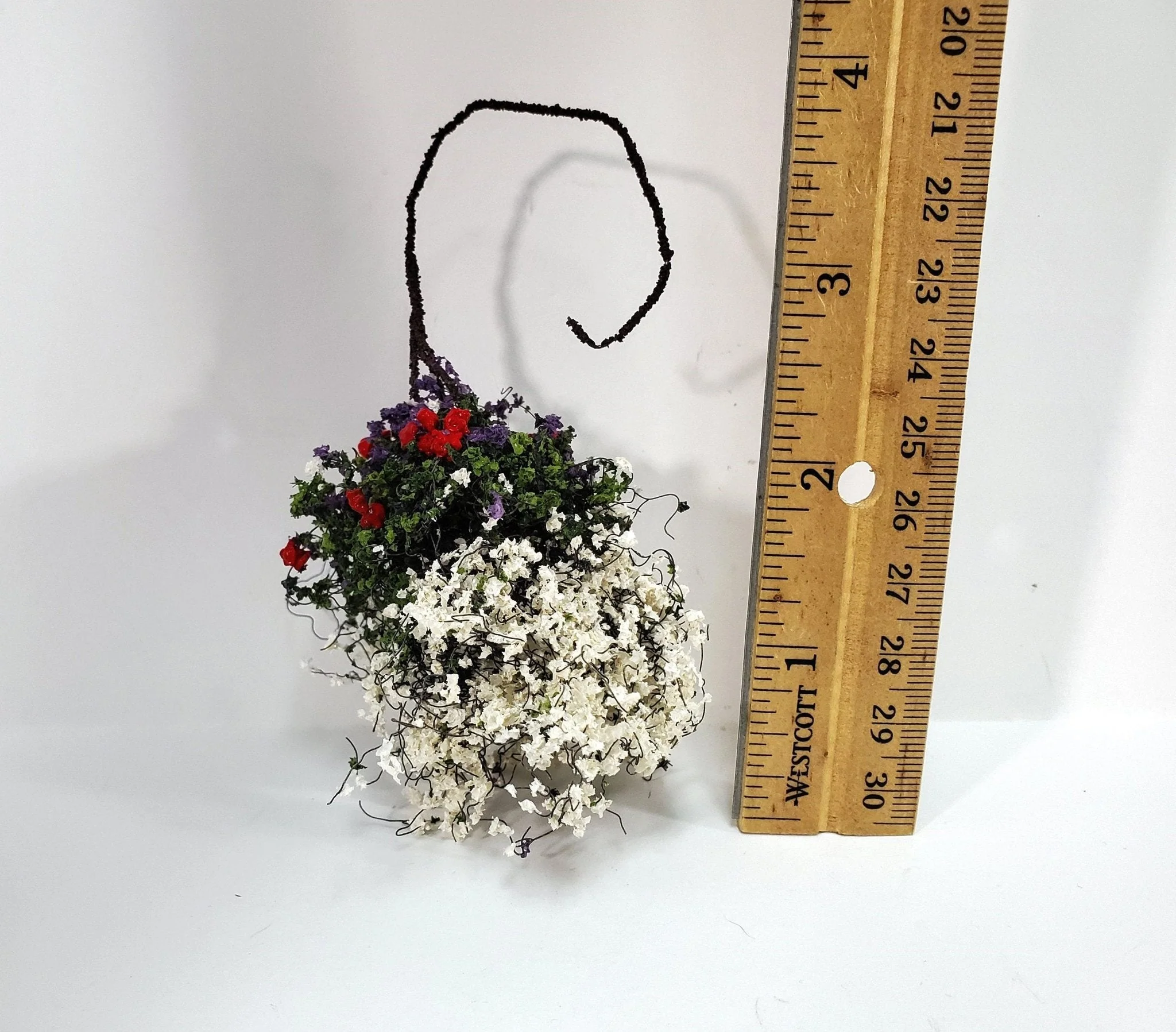Large Miniature Hanging Plant Flowers White Red Purple Green Model Scenery - Image 3