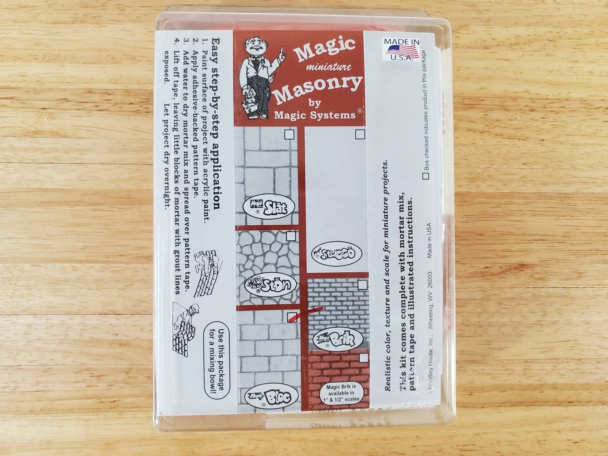 Magic Masonry Red Large Block Brick KIT 4 Square Feet Stencil and Powder Set