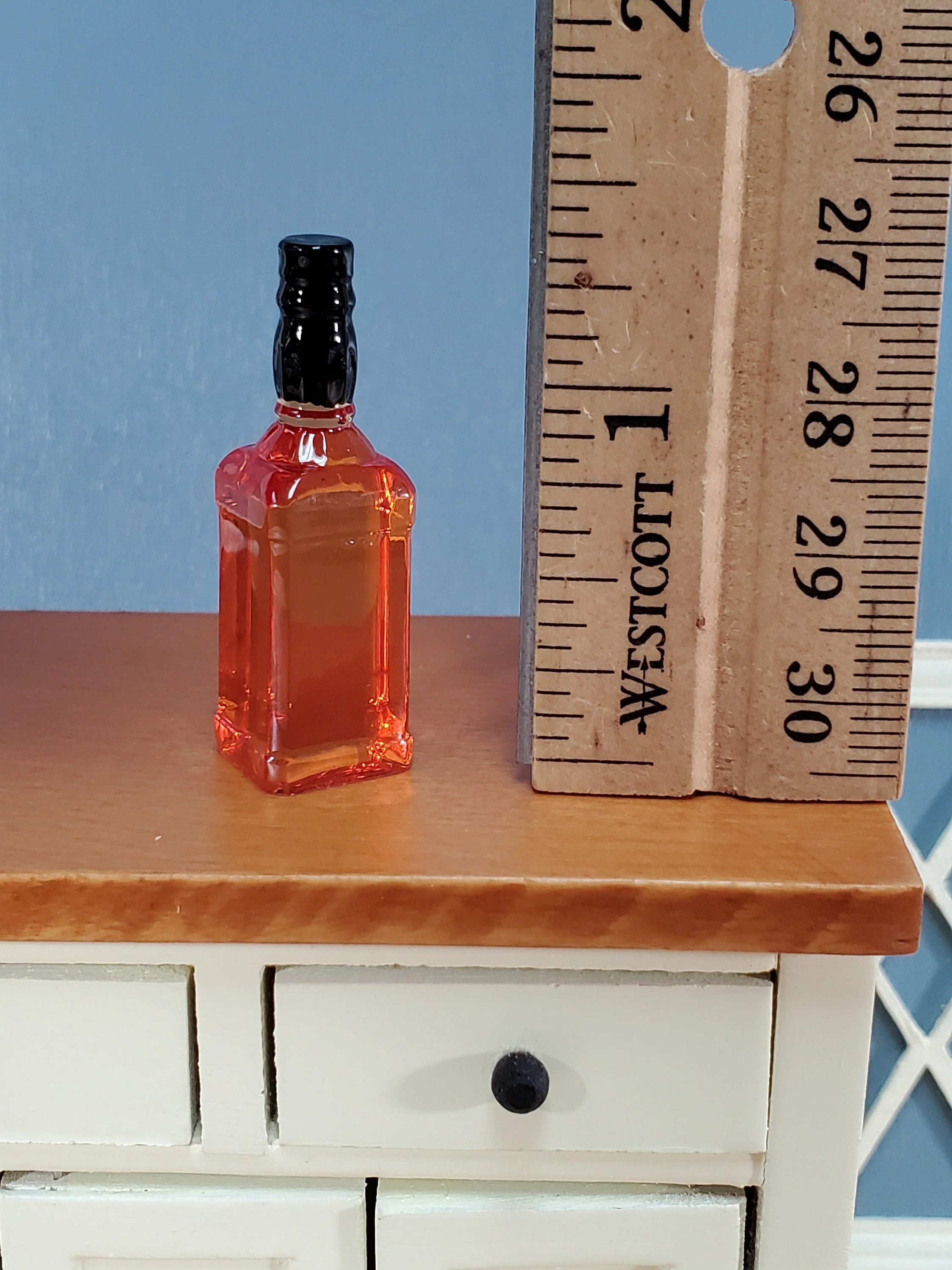 Miniature 1:6 Scale Whiskey Bottle Modern 1 5/16" Tall Dollhouse Booze Drinks - Image 3